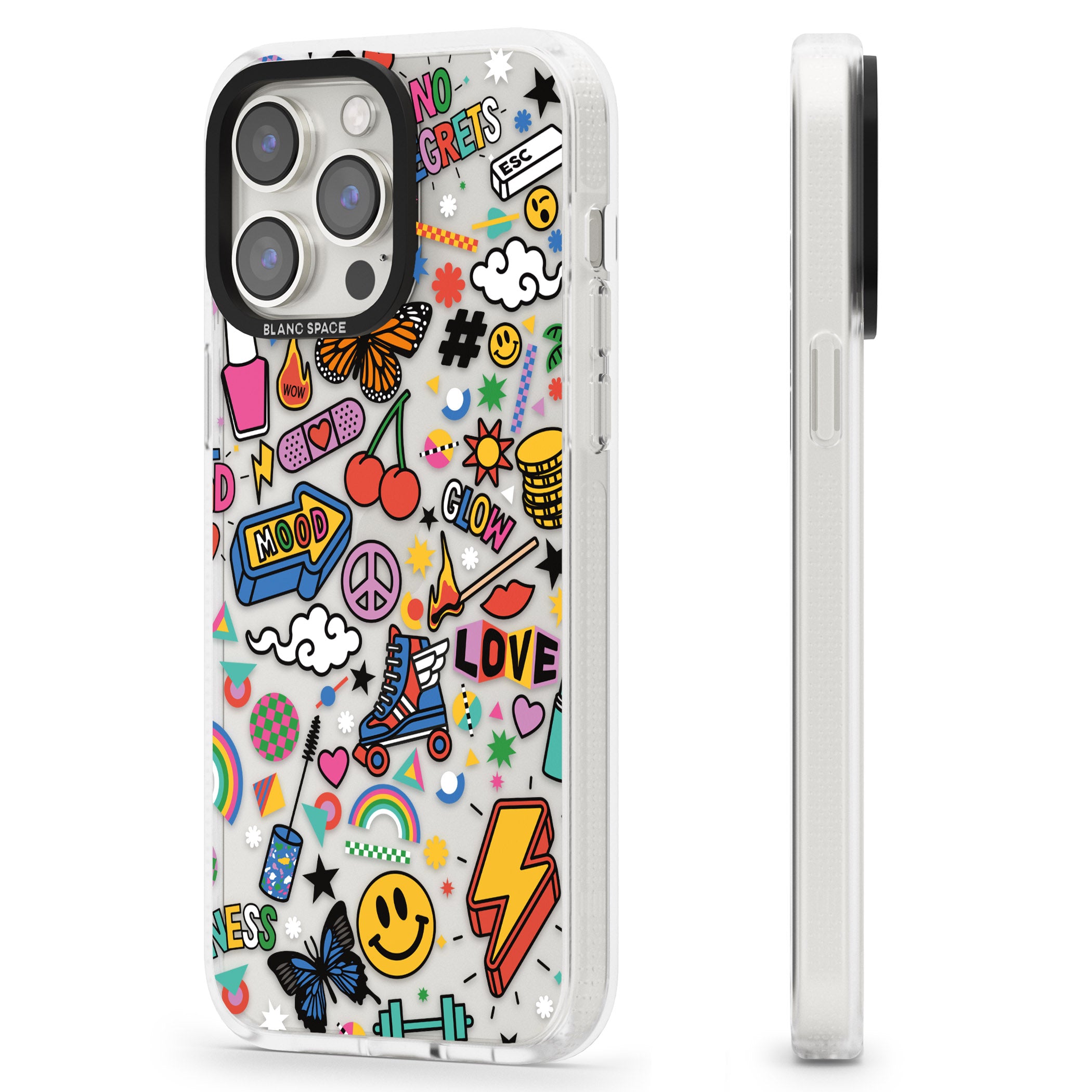 Electric Love iPhone 15 Pro Max / 15 Pro / 14 Pro Max / 14 Pro / 13 Pro Clear Case Impact Air - Blanc Space