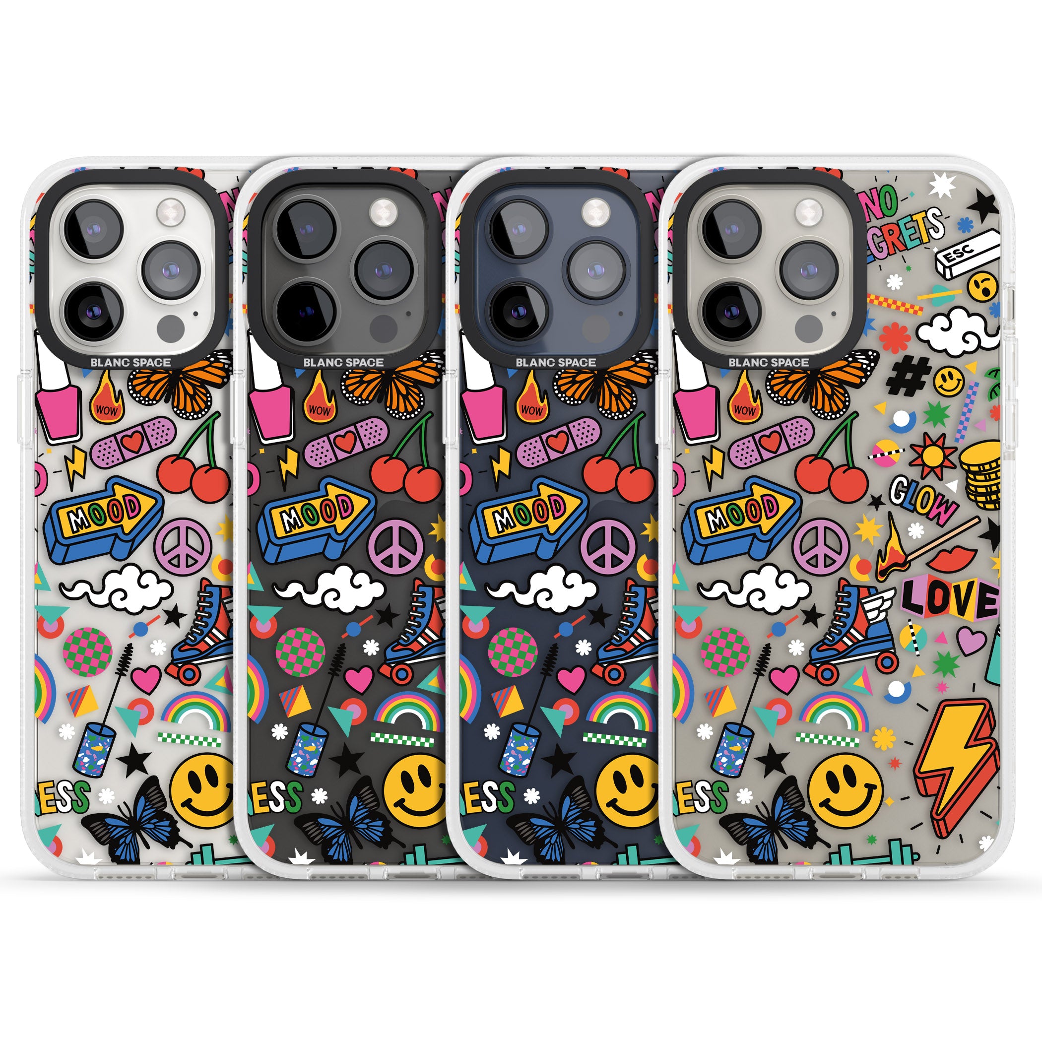 Electric Love iPhone 15 Pro Max / 15 Pro / 14 Pro Max / 14 Pro / 13 Pro Clear Case Impact Air - Blanc Space