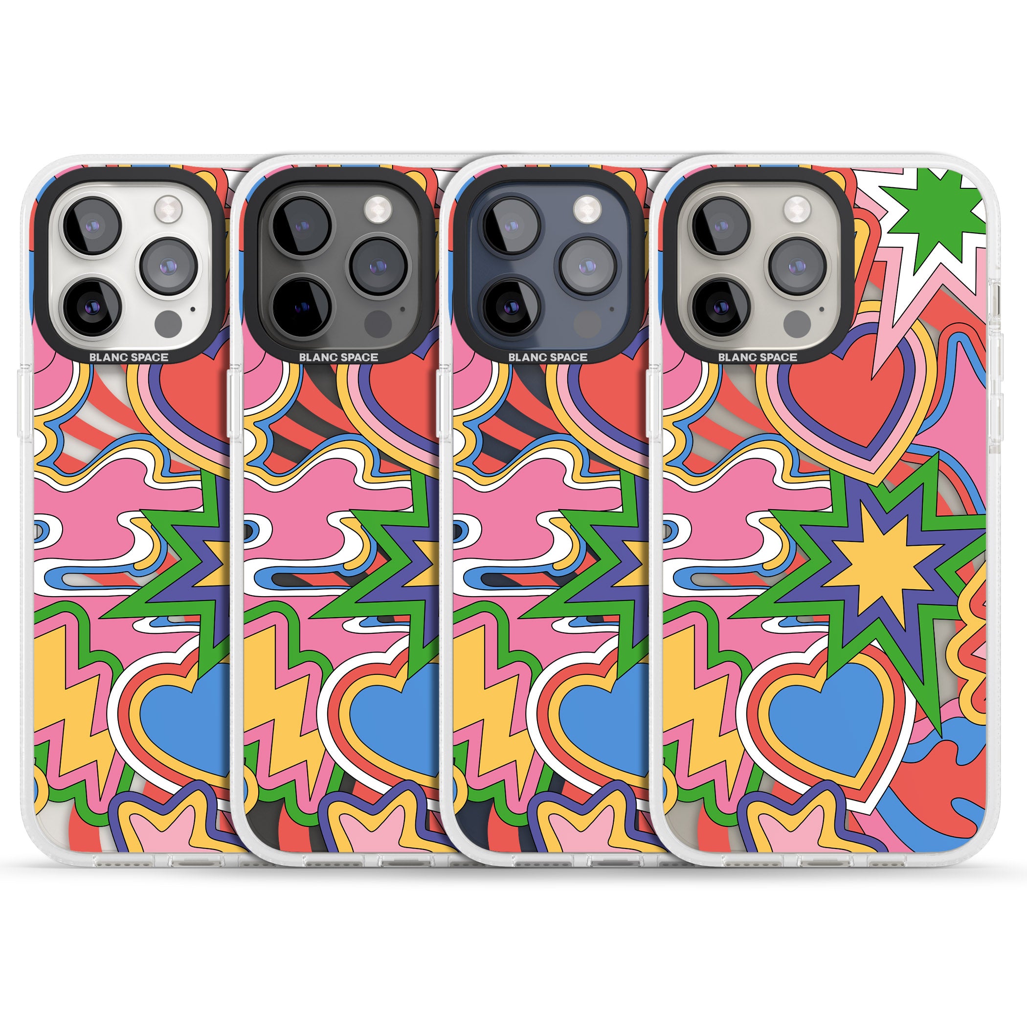 Psychedelic Pop Art Explosion iPhone 15 Pro Max / 15 Pro / 14 Pro Max / 14 Pro / 13 Pro Clear Case Impact Air - Blanc Space