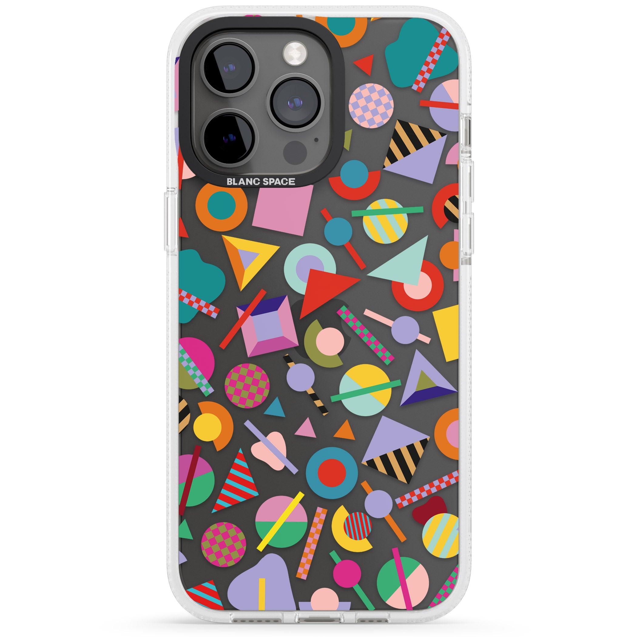 Retro Carnival Shapes iPhone 15 Pro Max / 15 Pro / 14 Pro Max / 14 Pro / 13 Pro Clear Case Impact Air - Blanc Space