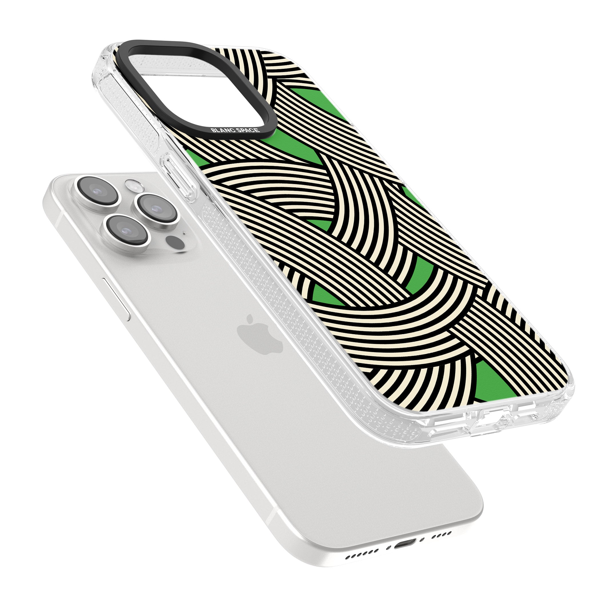 Green Optic Waves iPhone 15 Pro Max / 15 Pro / 14 Pro Max / 14 Pro / 13 Pro Clear Case Impact Air - Blanc Space