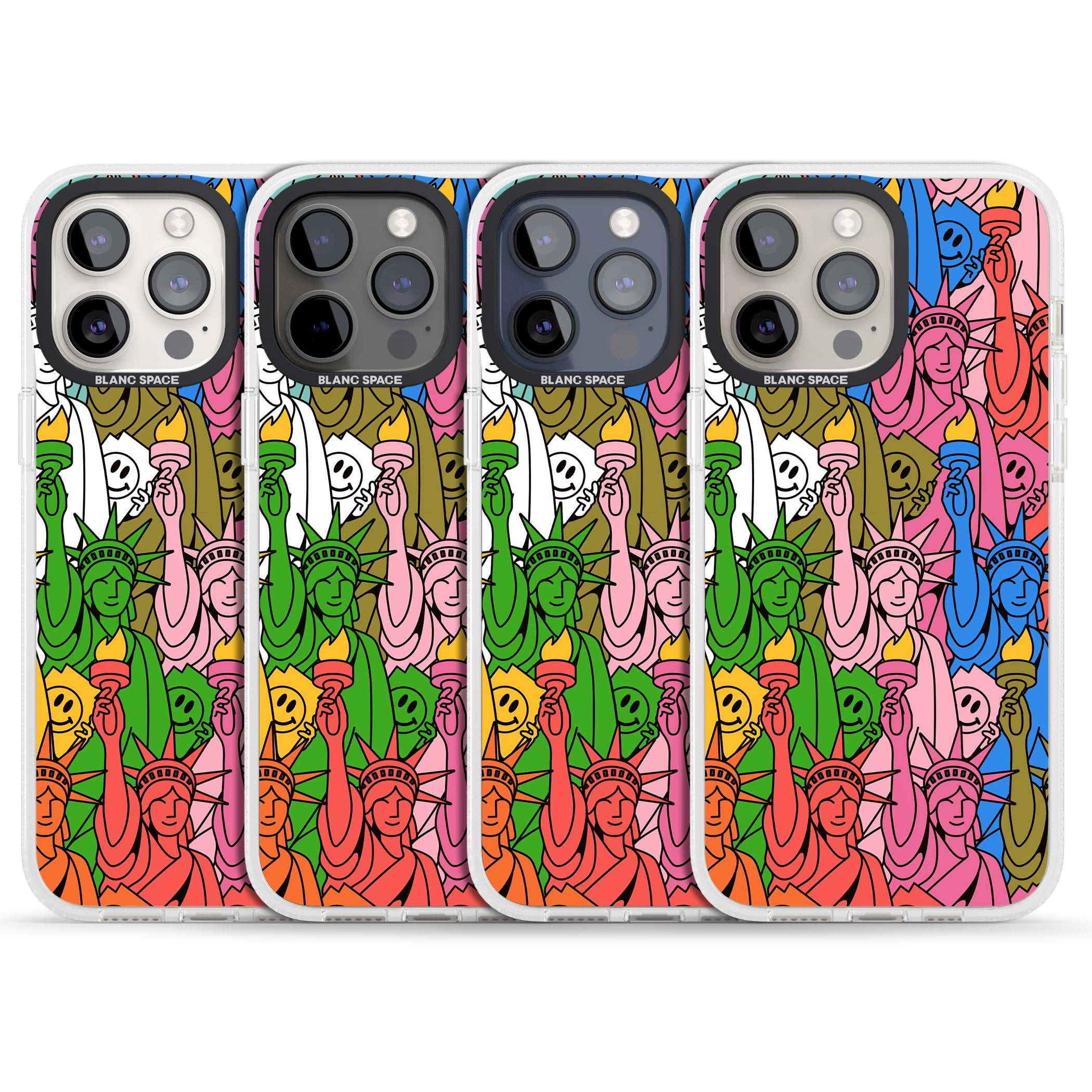 Multicolour Liberty Pattern iPhone 15 Pro Max / 15 Pro / 14 Pro Max / 14 Pro / 13 Pro Clear Case Impact Air - Blanc Space