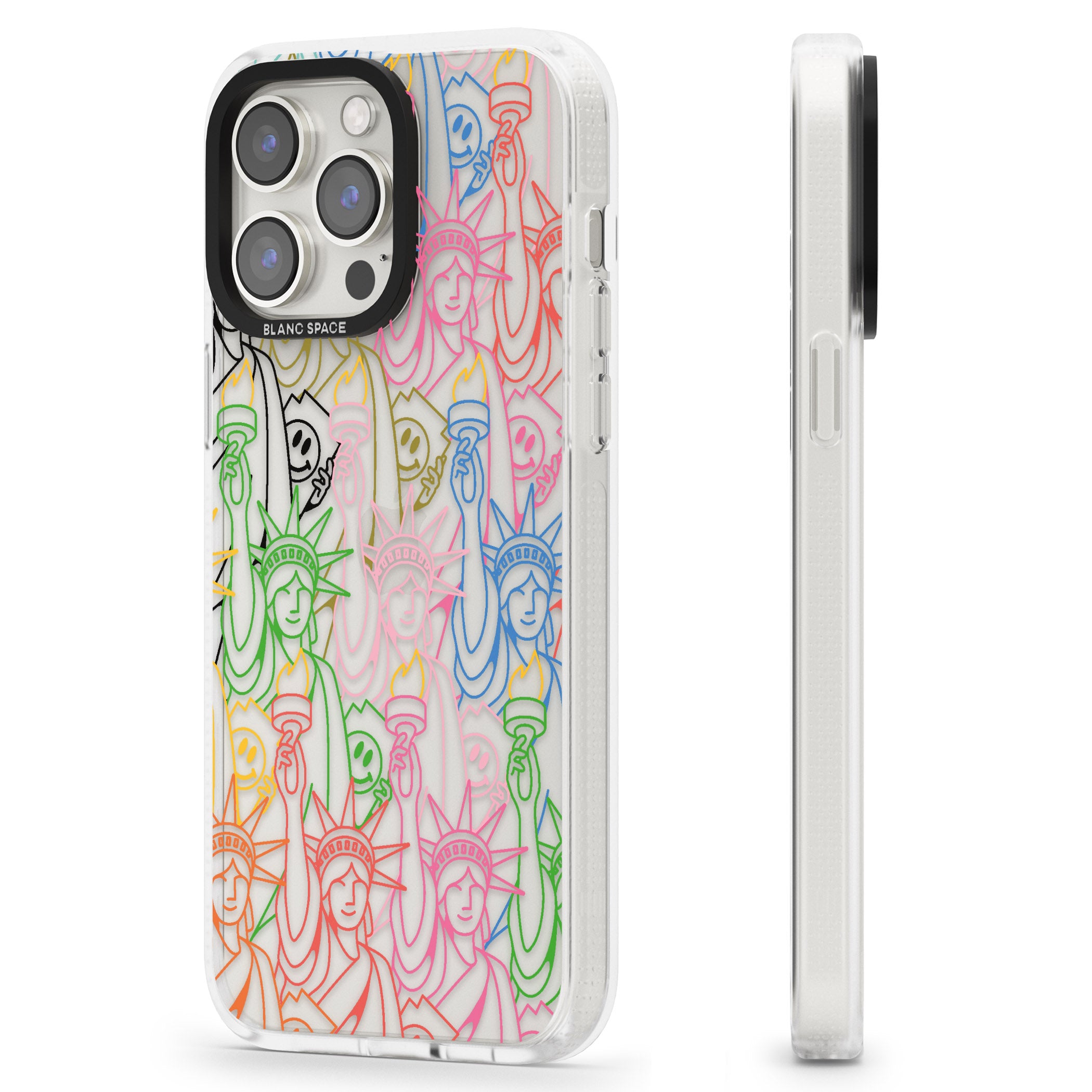 Multicolour Liberty Line Pattern iPhone 15 Pro Max / 15 Pro / 14 Pro Max / 14 Pro / 13 Pro Clear Case Impact Air - Blanc Space