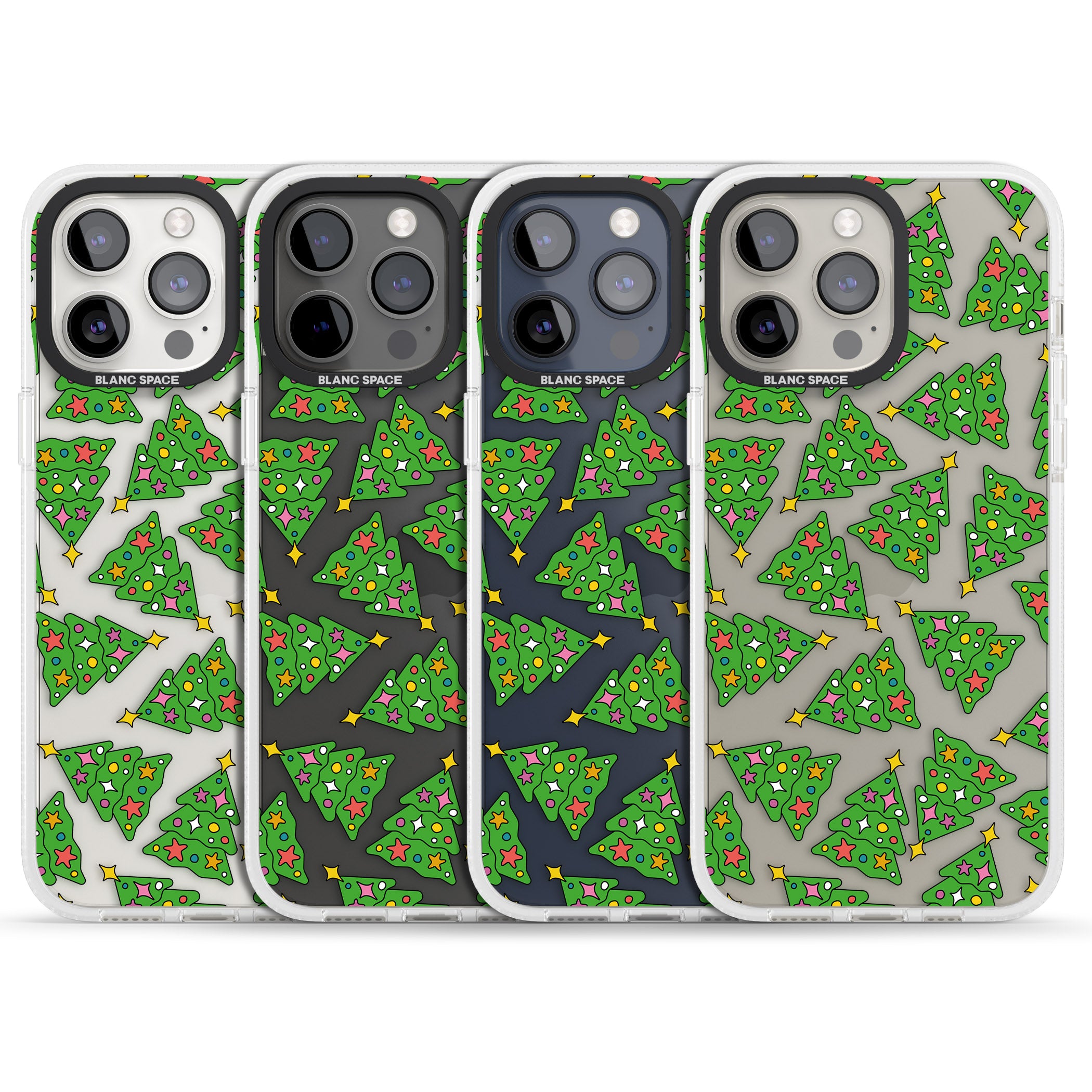 Christmas Tree Pattern iPhone 15 Pro Max / 15 Pro / 14 Pro Max / 14 Pro / 13 Pro Clear Case Impact Air - Blanc Space
