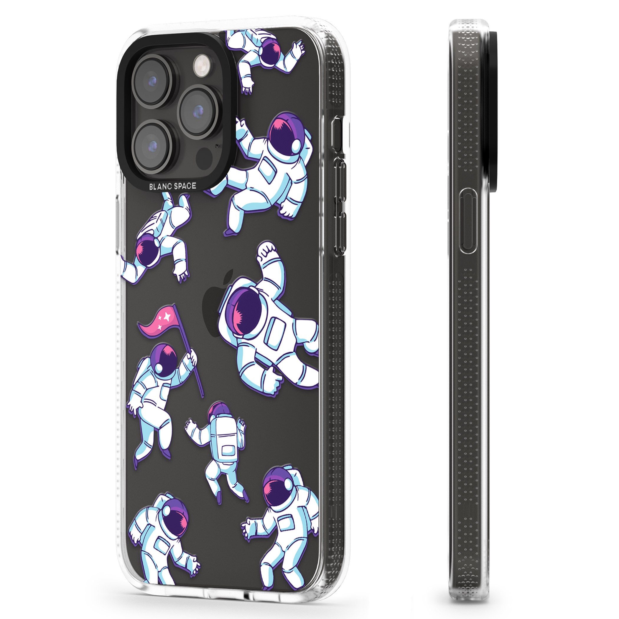 Astronaut Pattern iPhone 15 Pro Max / 15 Pro / 14 Pro Max / 14 Pro / 13 Pro Clear Case Impact Air - Blanc Space