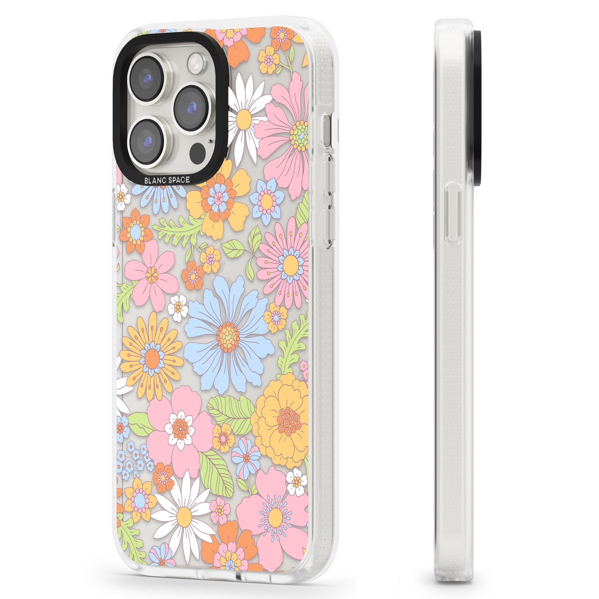 Pastel Flower Pattern iPhone 15 Pro Max / 15 Pro / 14 Pro Max / 14 Pro / 13 Pro Clear Case Impact Air - Blanc Space