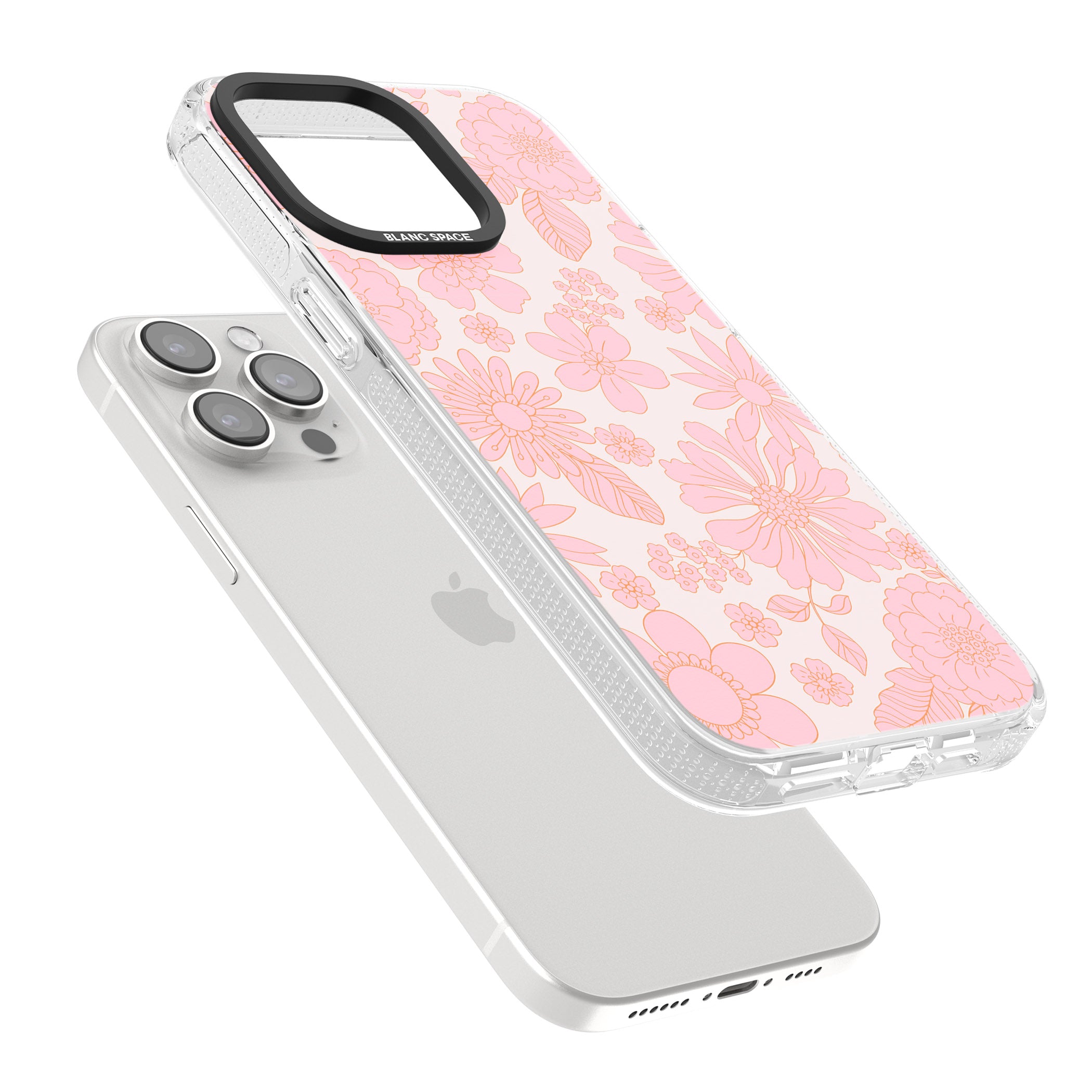 Gentle Pink Flowers iPhone 15 Pro Max / 15 Pro / 14 Pro Max / 14 Pro / 13 Pro Clear Case Impact Air - Blanc Space