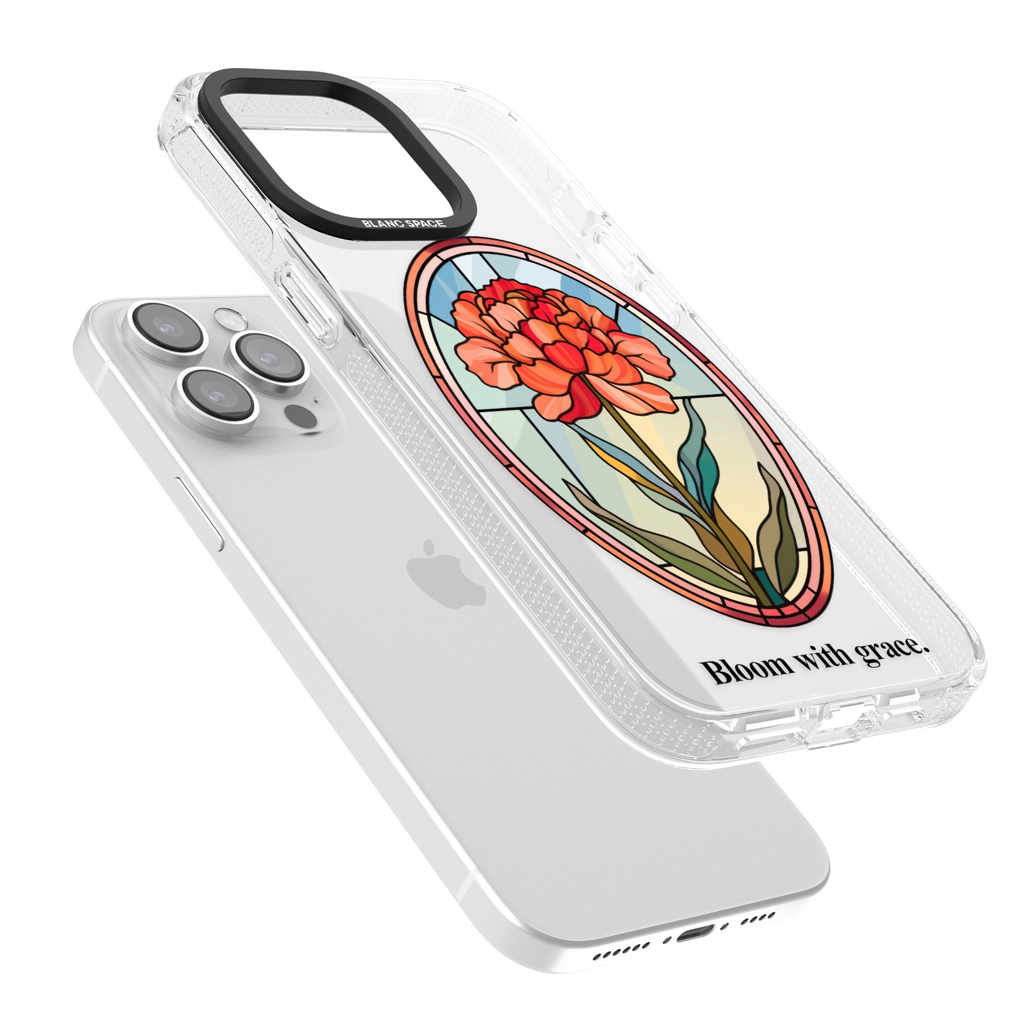 Bloom with grace iPhone 15 Pro Max / 15 Pro / 14 Pro Max / 14 Pro / 13 Pro Clear Case Impact Air - Blanc Space