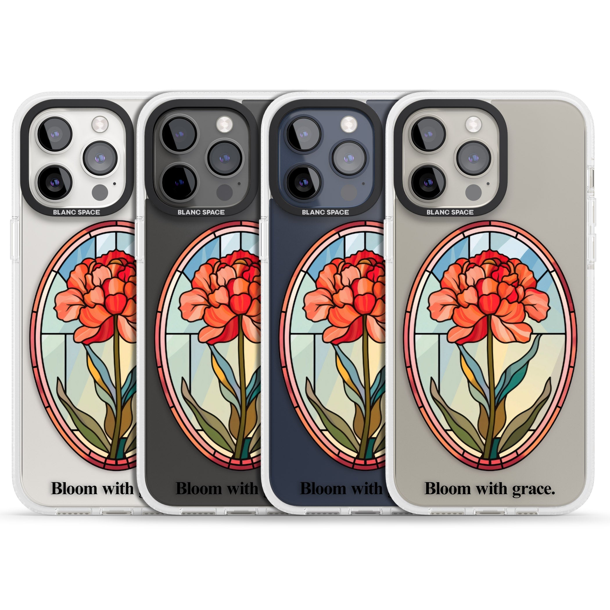 Bloom with grace iPhone 15 Pro Max / 15 Pro / 14 Pro Max / 14 Pro / 13 Pro Clear Case Impact Air - Blanc Space