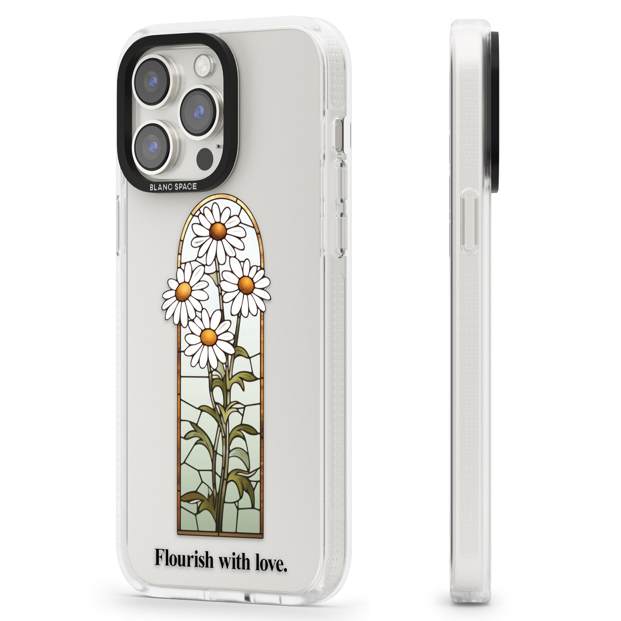 Flourish with love iPhone 15 Pro Max / 15 Pro / 14 Pro Max / 14 Pro / 13 Pro Clear Case Impact Air - Blanc Space