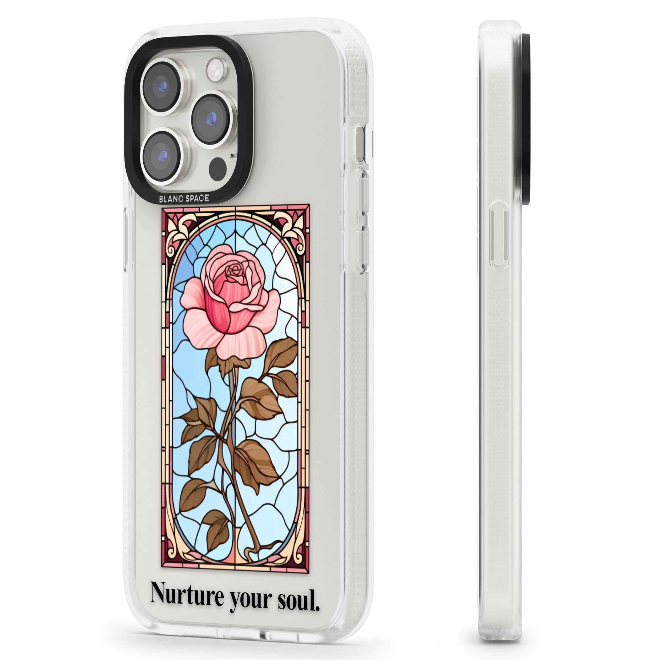 Nurture your soul iPhone 15 Pro Max / 15 Pro / 14 Pro Max / 14 Pro / 13 Pro Clear Case Impact Air - Blanc Space