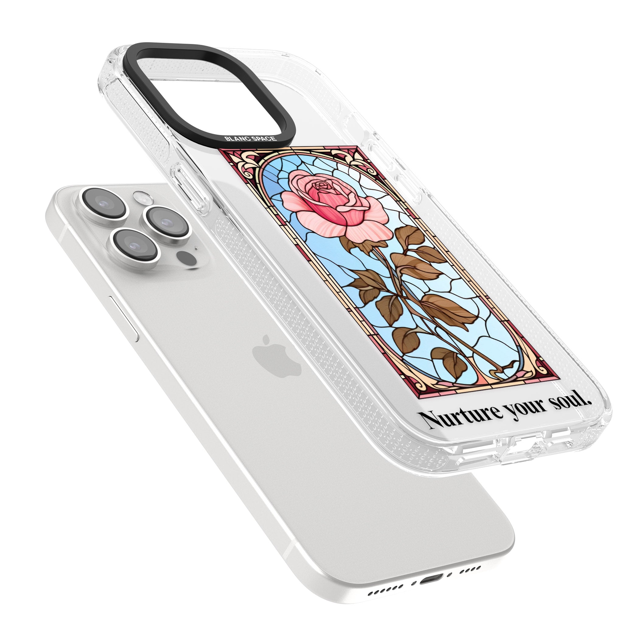 Nurture your soul iPhone 15 Pro Max / 15 Pro / 14 Pro Max / 14 Pro / 13 Pro Clear Case Impact Air - Blanc Space