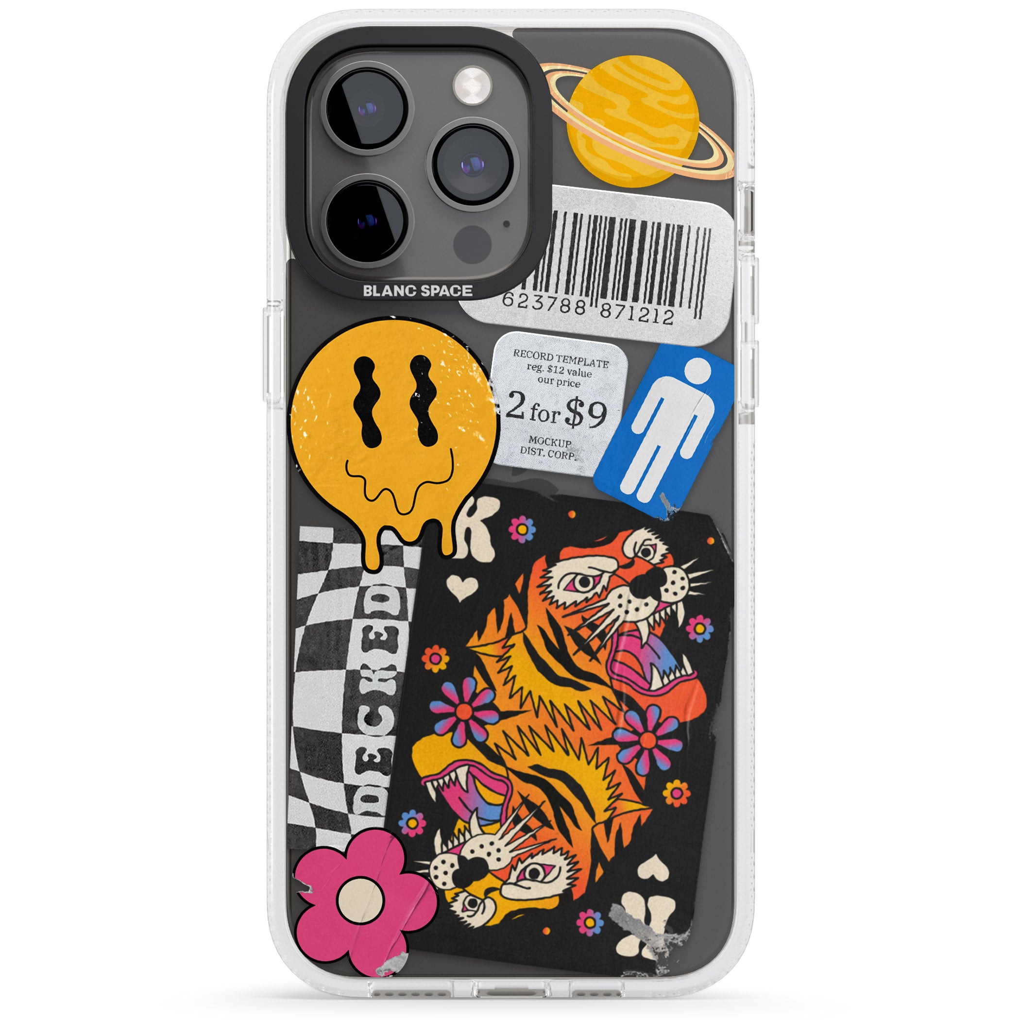 Electric Vibes iPhone 15 Pro Max / 15 Pro / 14 Pro Max / 14 Pro / 13 Pro Clear Case Impact Air - Blanc Space