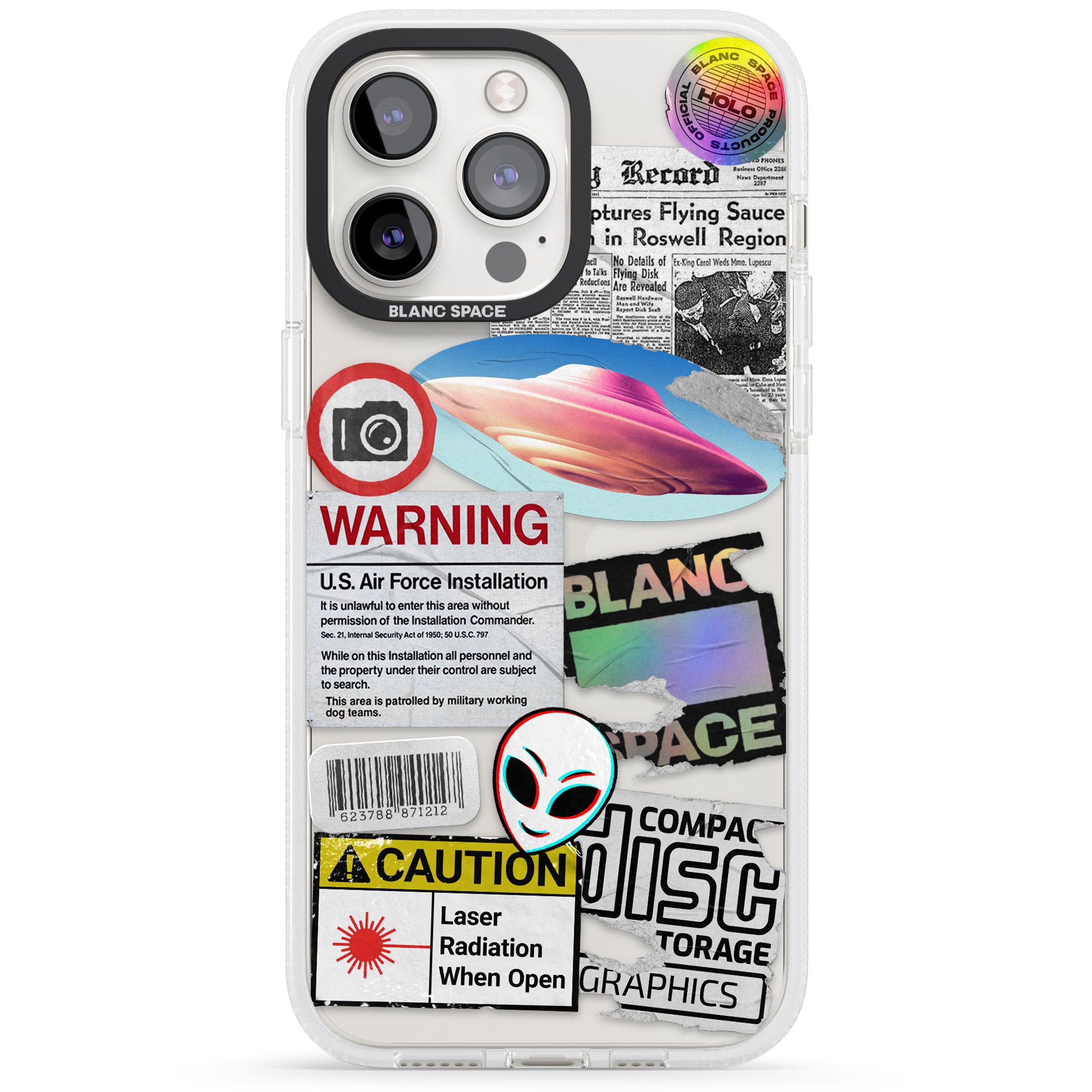 Cosmic Encounters iPhone 15 Pro Max / 15 Pro / 14 Pro Max / 14 Pro / 13 Pro Clear Case Impact Air - Blanc Space