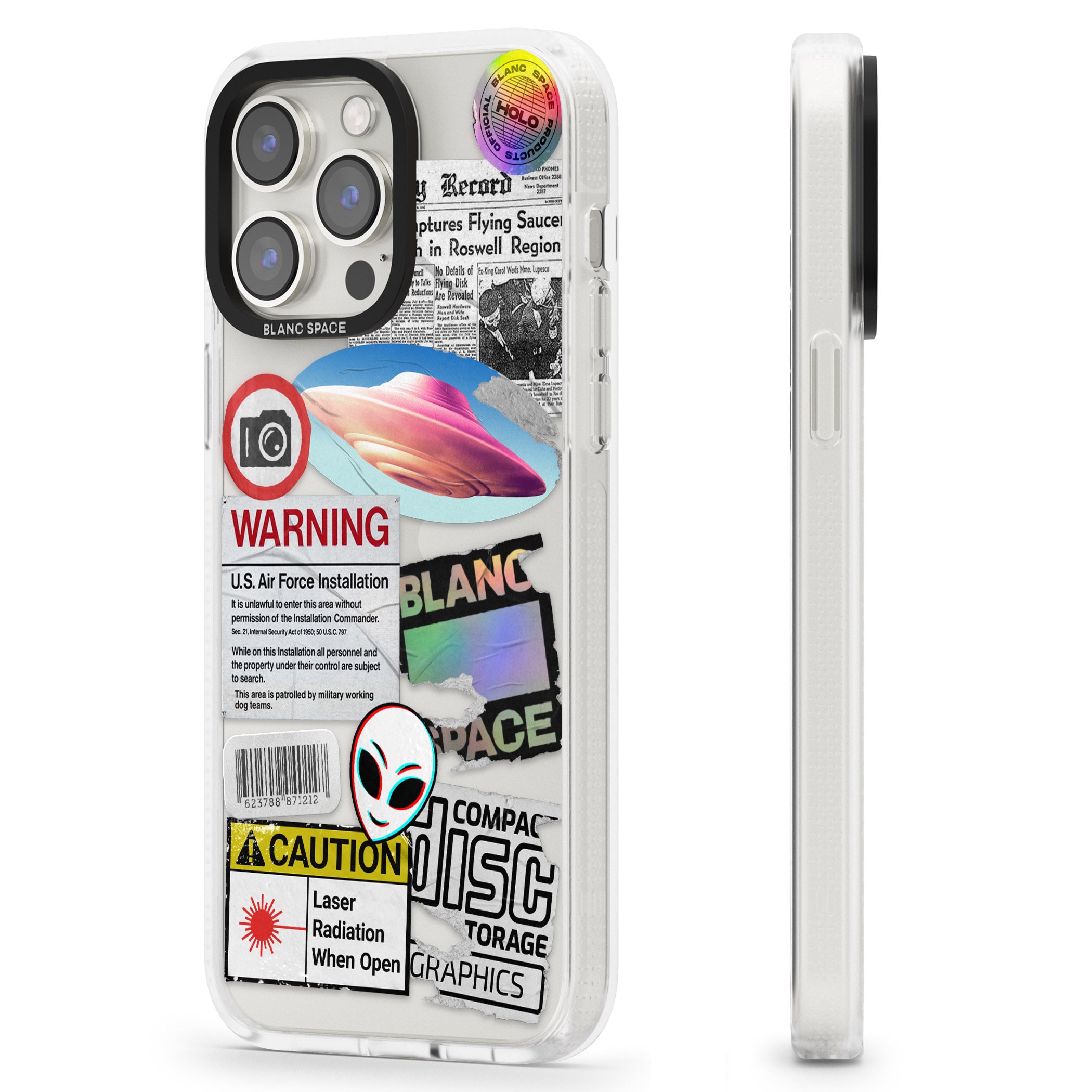 Cosmic Encounters iPhone 15 Pro Max / 15 Pro / 14 Pro Max / 14 Pro / 13 Pro Clear Case Impact Air - Blanc Space