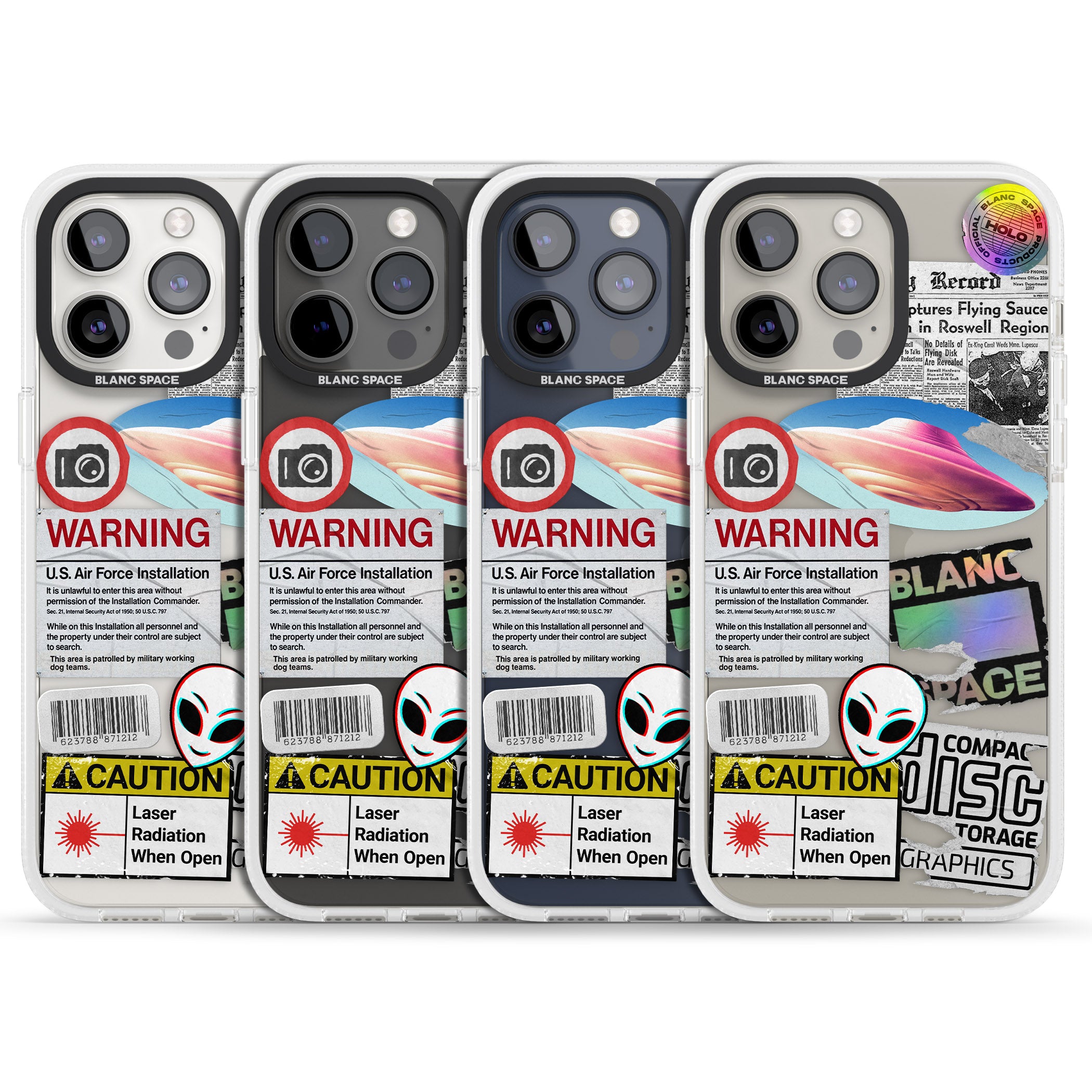 Cosmic Encounters iPhone 15 Pro Max / 15 Pro / 14 Pro Max / 14 Pro / 13 Pro Clear Case Impact Air - Blanc Space