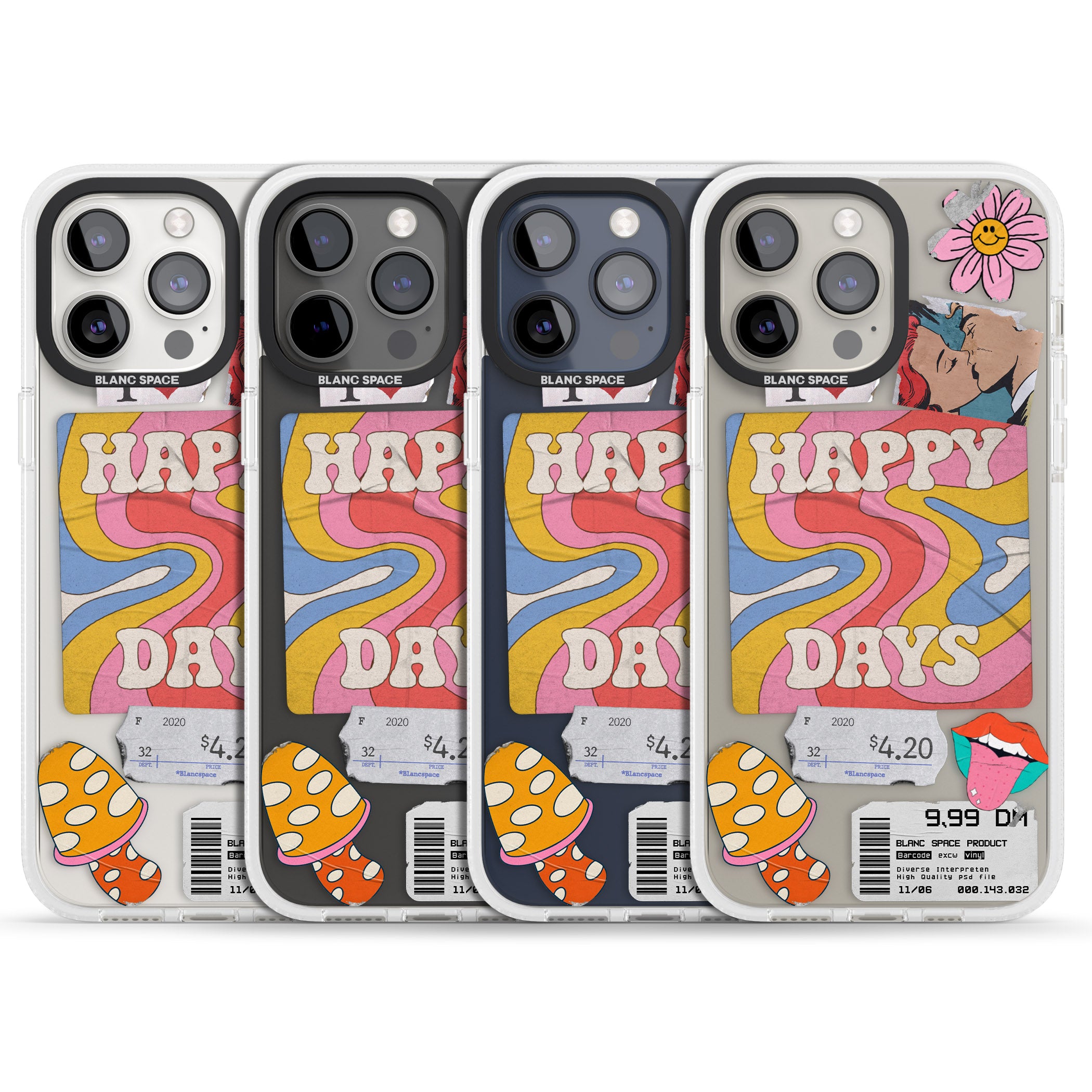 Groovy Trip iPhone 15 Pro Max / 15 Pro / 14 Pro Max / 14 Pro / 13 Pro Clear Case Impact Air - Blanc Space