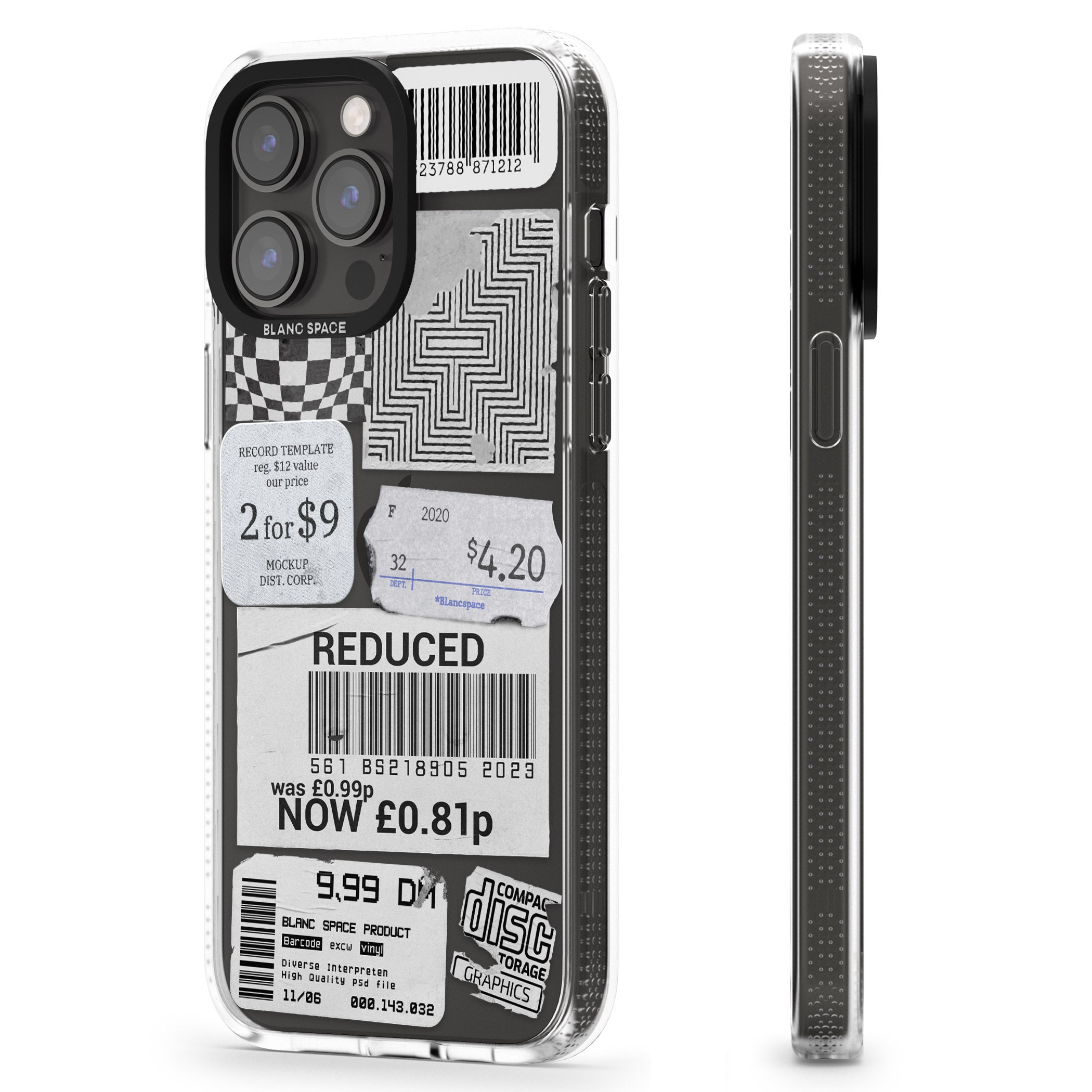 White Sticker Mix iPhone 15 Pro Max / 15 Pro / 14 Pro Max / 14 Pro / 13 Pro Clear Case Impact Air - Blanc Space