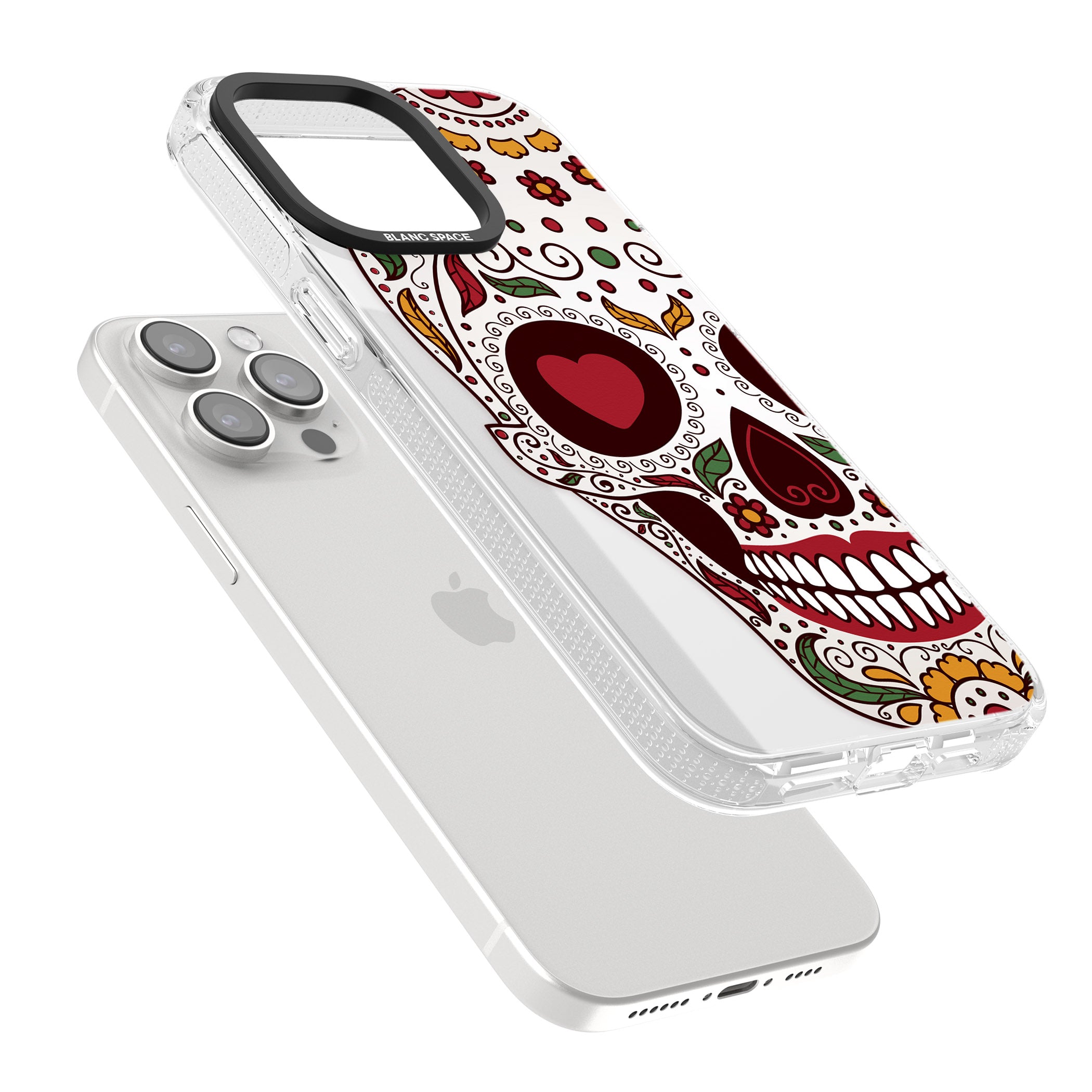 Autumn Sugar Skull iPhone 15 Pro Max / 15 Pro / 14 Pro Max / 14 Pro / 13 Pro Clear Case Impact Air - Blanc Space