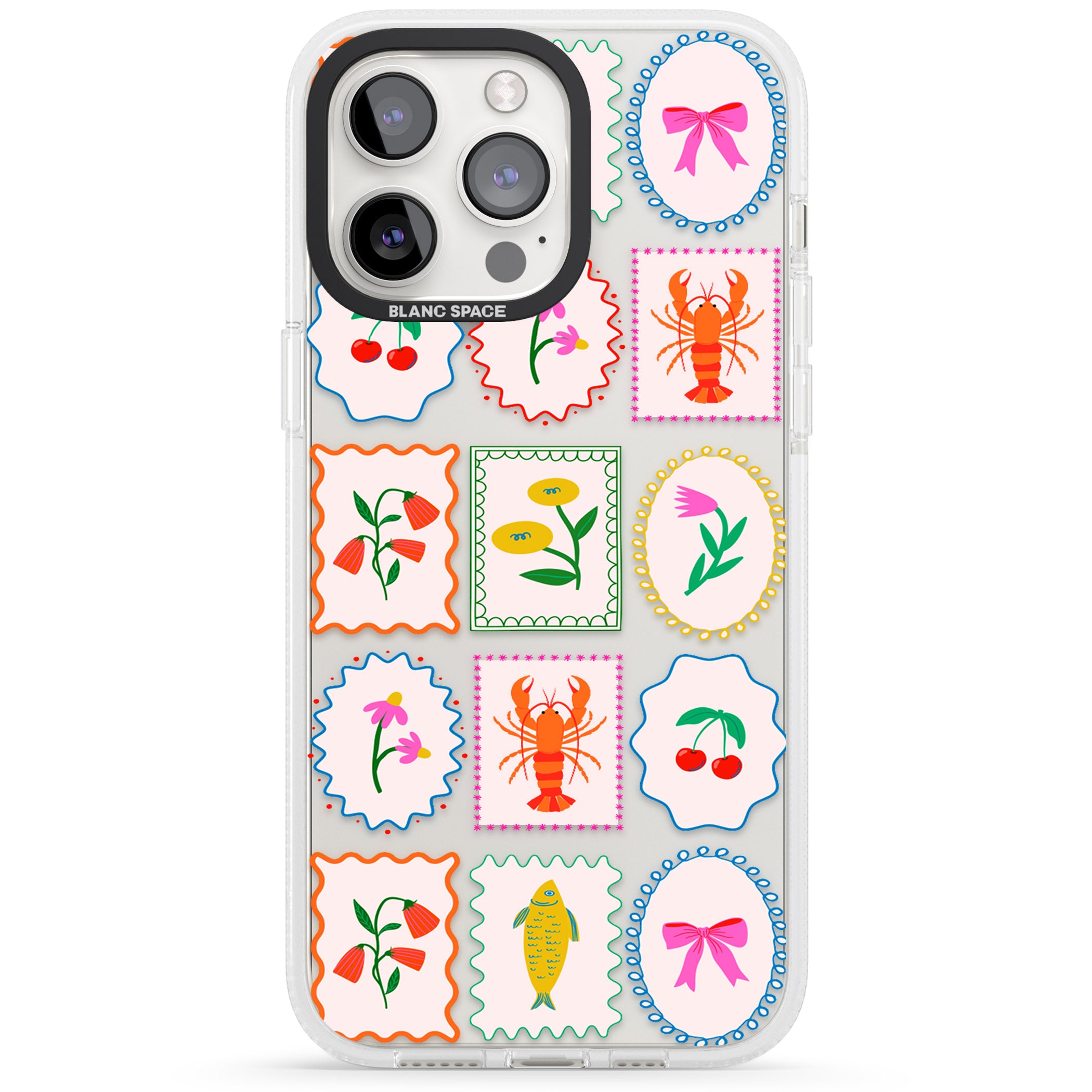 Floral & Seafood Stamps iPhone 15 Pro Max / 15 Pro / 14 Pro Max / 14 Pro / 13 Pro Clear Case Impact Air - Blanc Space