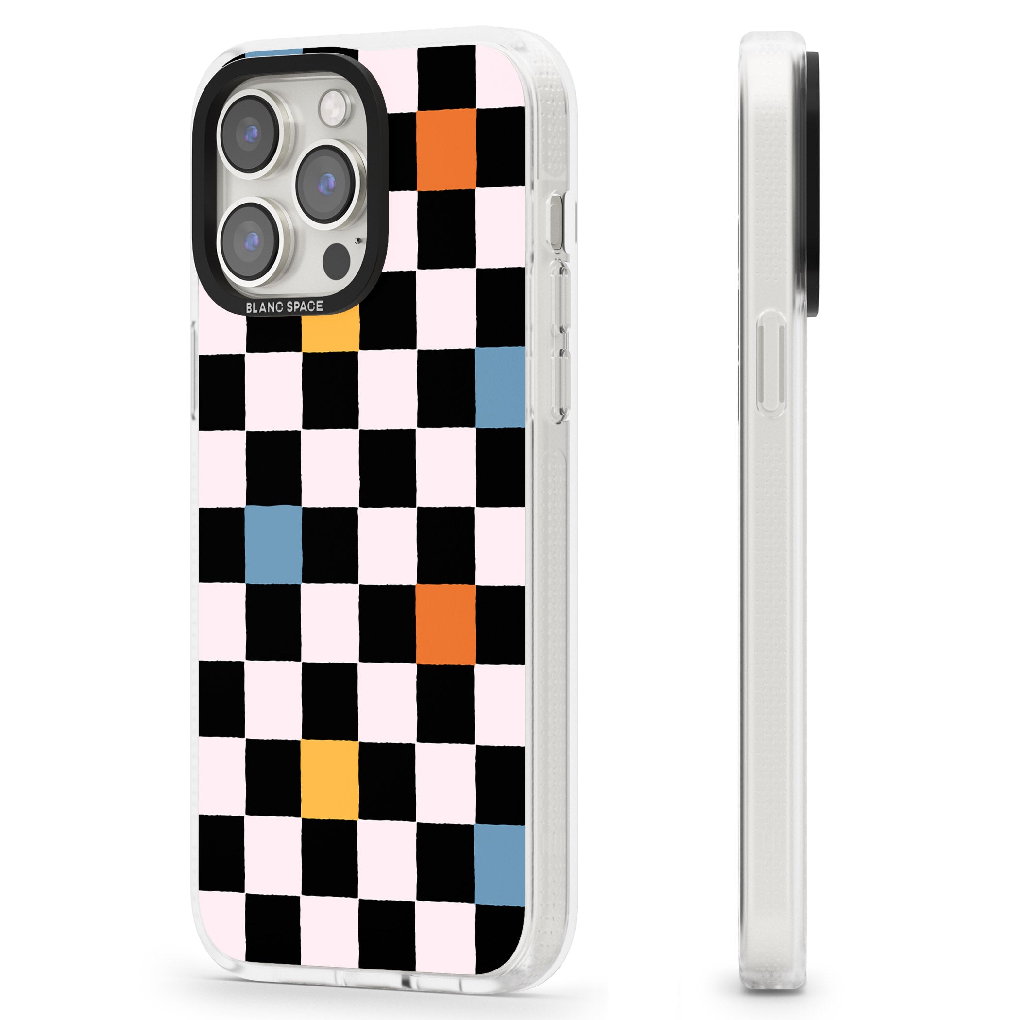 Vibrant Retro Checkered iPhone 15 Pro Max / 15 Pro / 14 Pro Max / 14 Pro / 13 Pro Clear Case Impact Air - Blanc Space