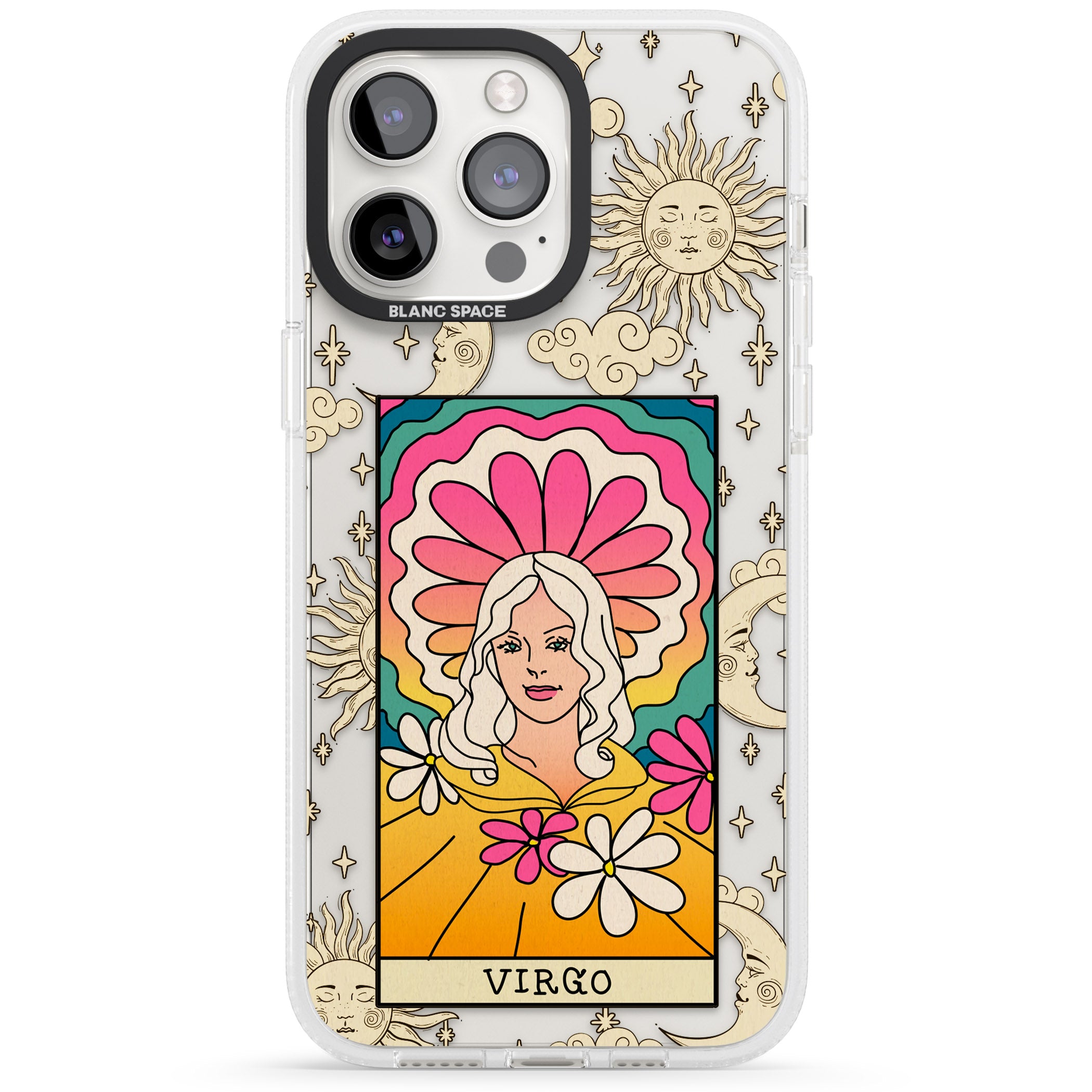 Celestial Zodiac - Virgo iPhone 15 Pro Max / 15 Pro / 14 Pro Max / 14 Pro / 13 Pro Clear Case Impact Air - Blanc Space
