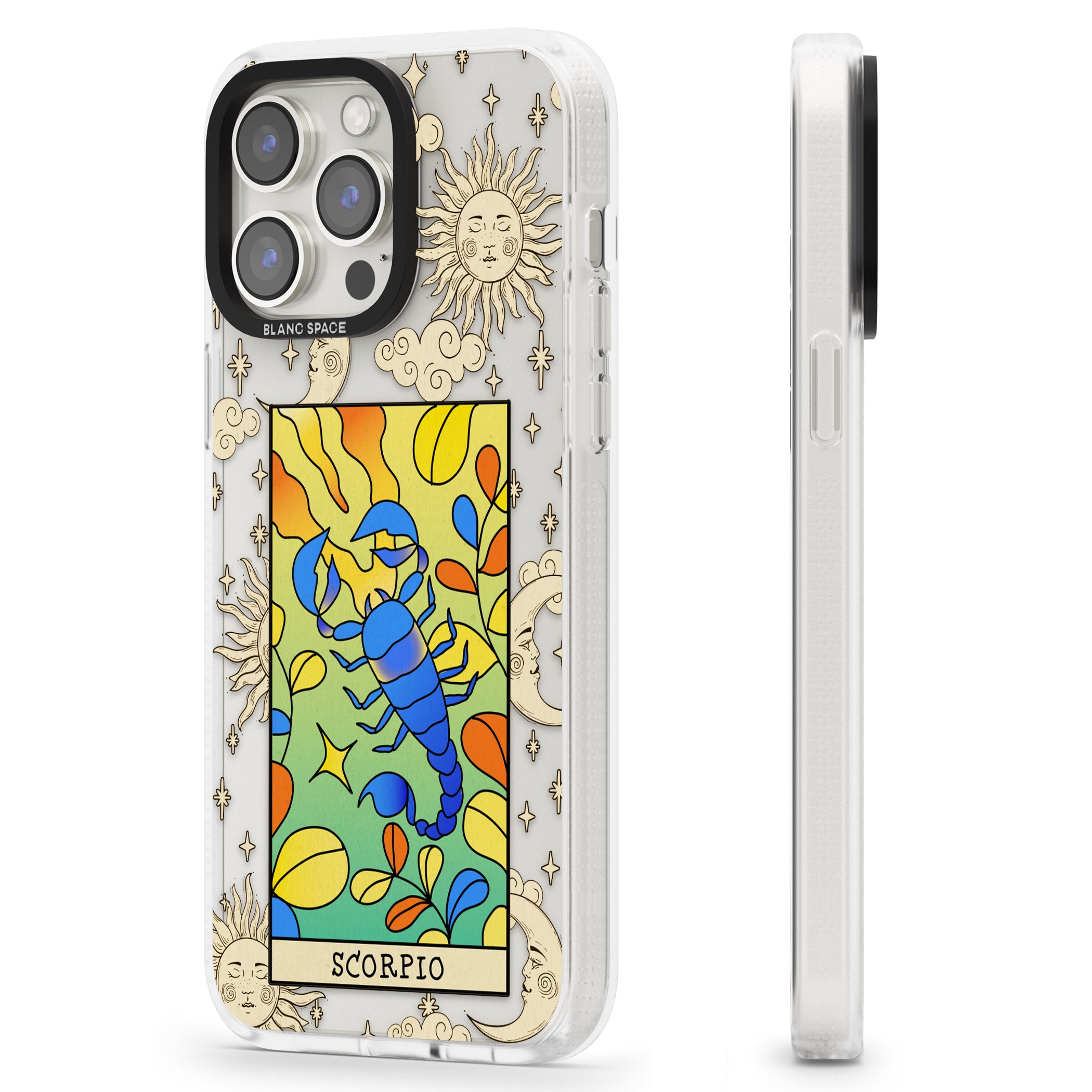 Celestial Zodiac - Scorpio iPhone 15 Pro Max / 15 Pro / 14 Pro Max / 14 Pro / 13 Pro Clear Case Impact Air - Blanc Space