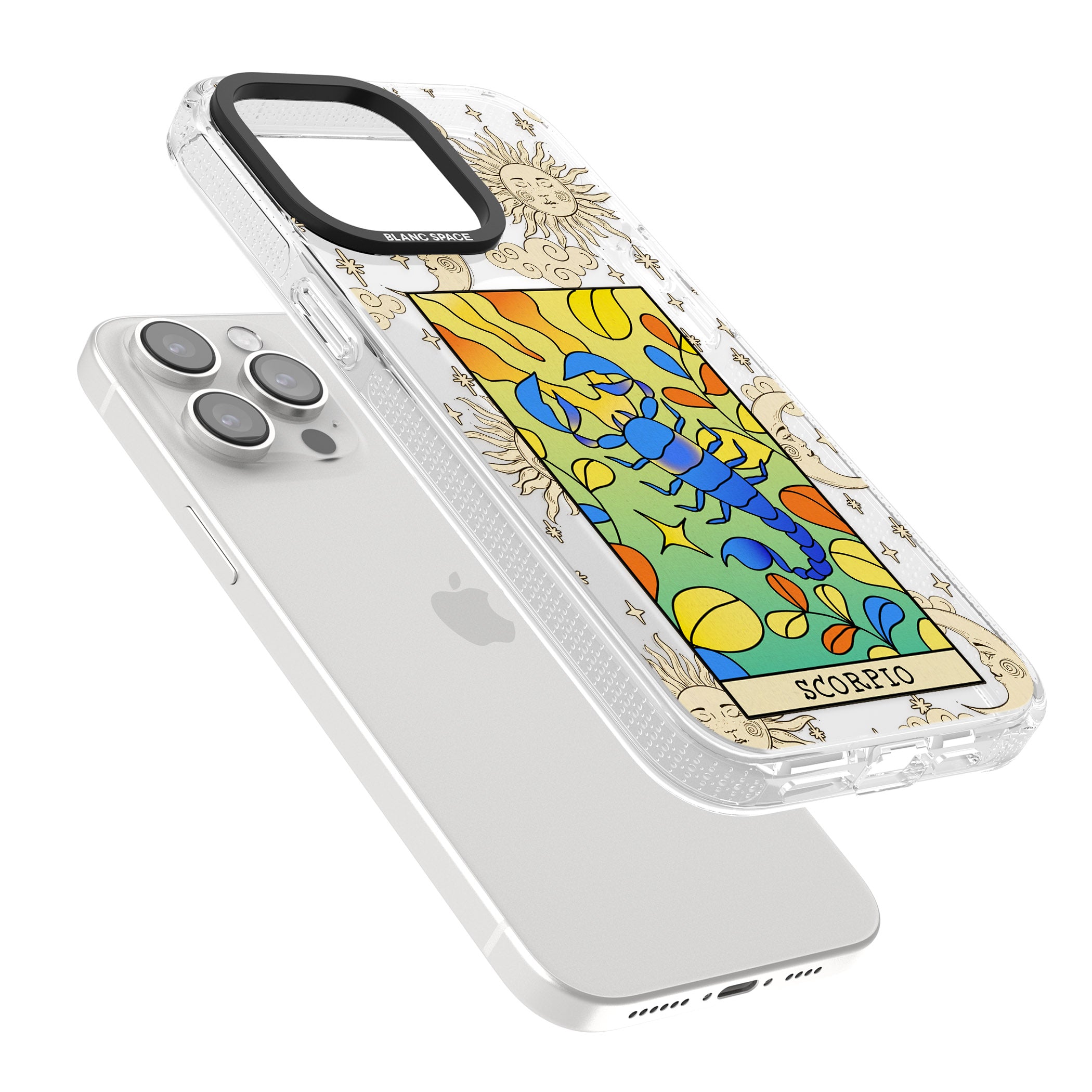 Celestial Zodiac - Scorpio iPhone 15 Pro Max / 15 Pro / 14 Pro Max / 14 Pro / 13 Pro Clear Case Impact Air - Blanc Space