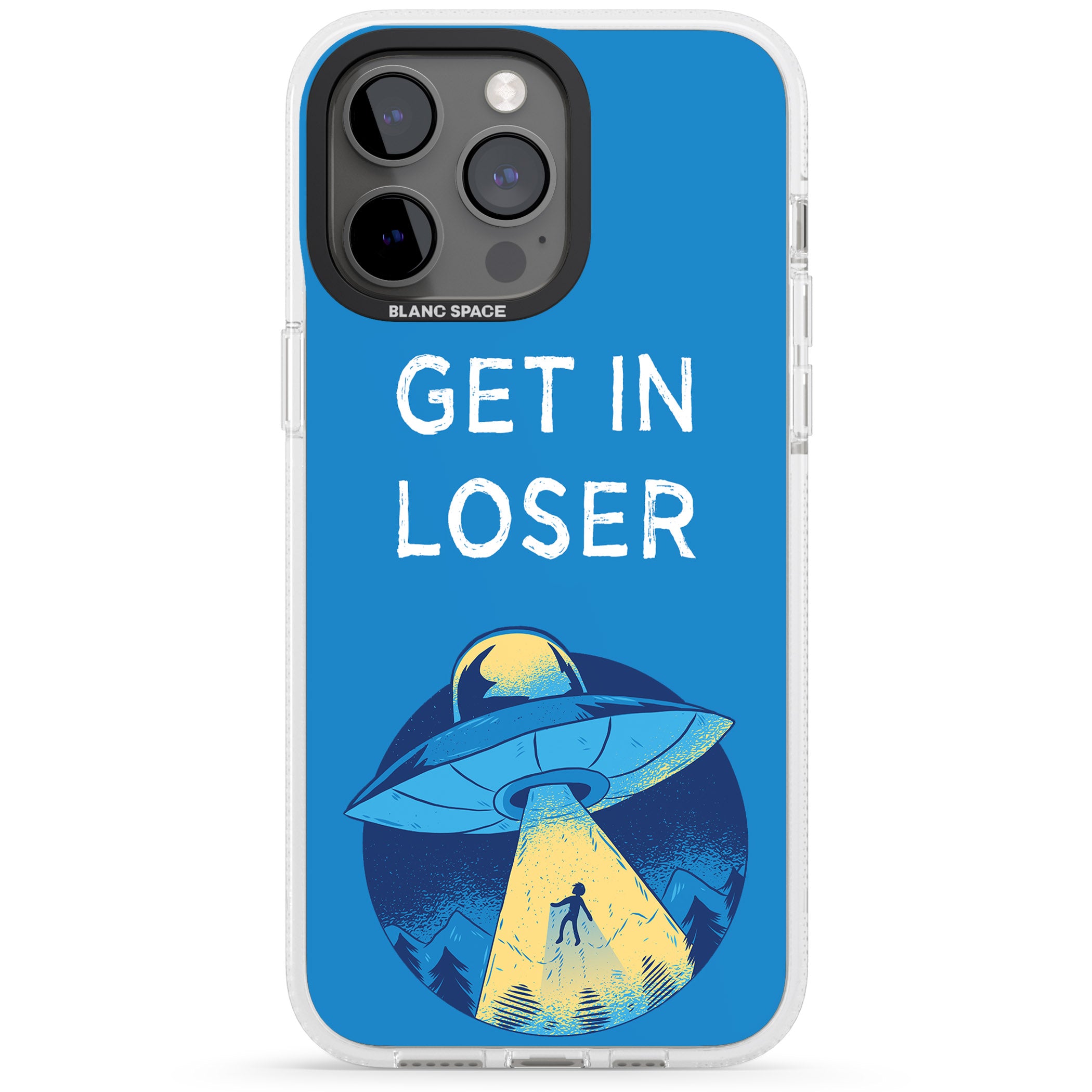 Get in Loser UFO iPhone 15 Pro Max / 15 Pro / 14 Pro Max / 14 Pro / 13 Pro Clear Case Impact Air - Blanc Space