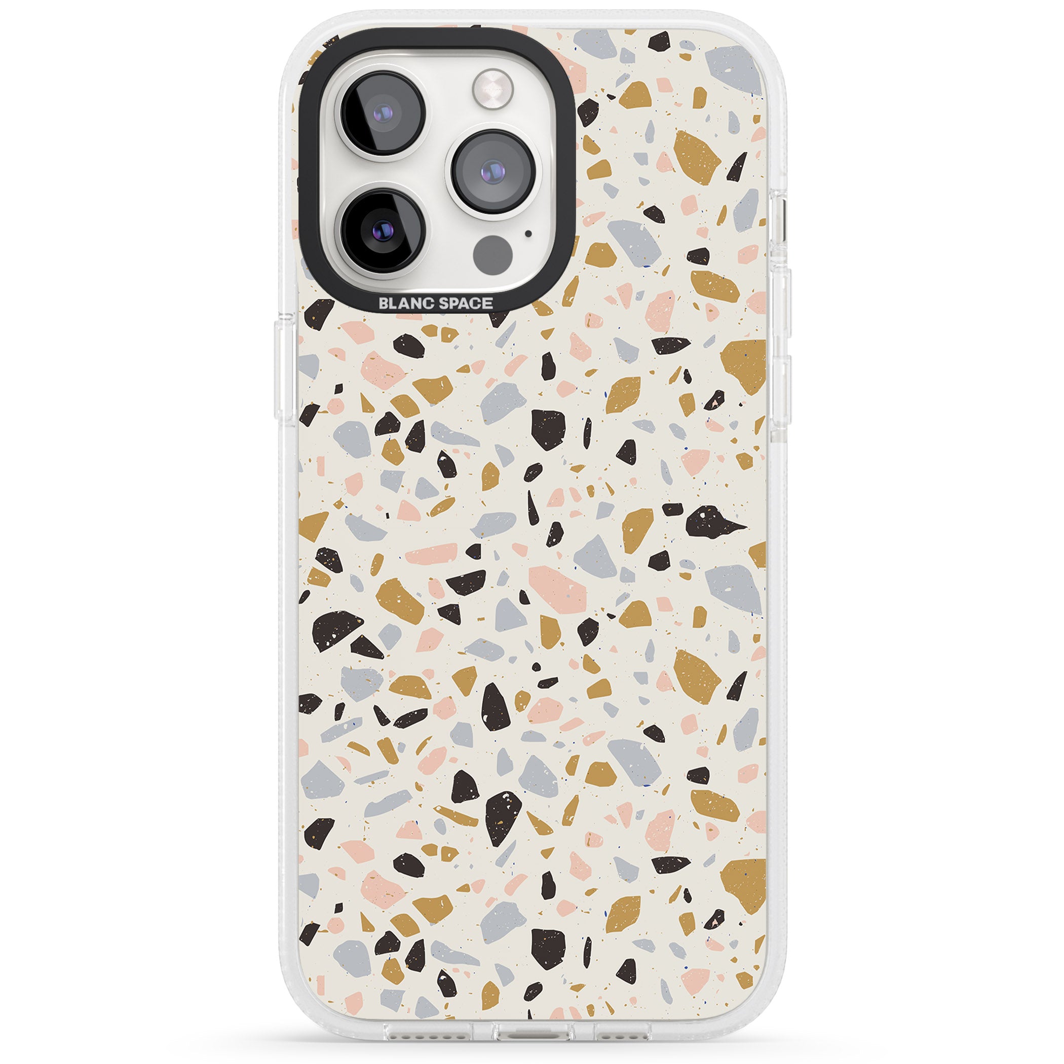 Pale Pink, Blue, & Mocha Terrazzo Pattern iPhone 15 Pro Max / 15 Pro / 14 Pro Max / 14 Pro / 13 Pro Clear Case Impact Air - Blanc Space