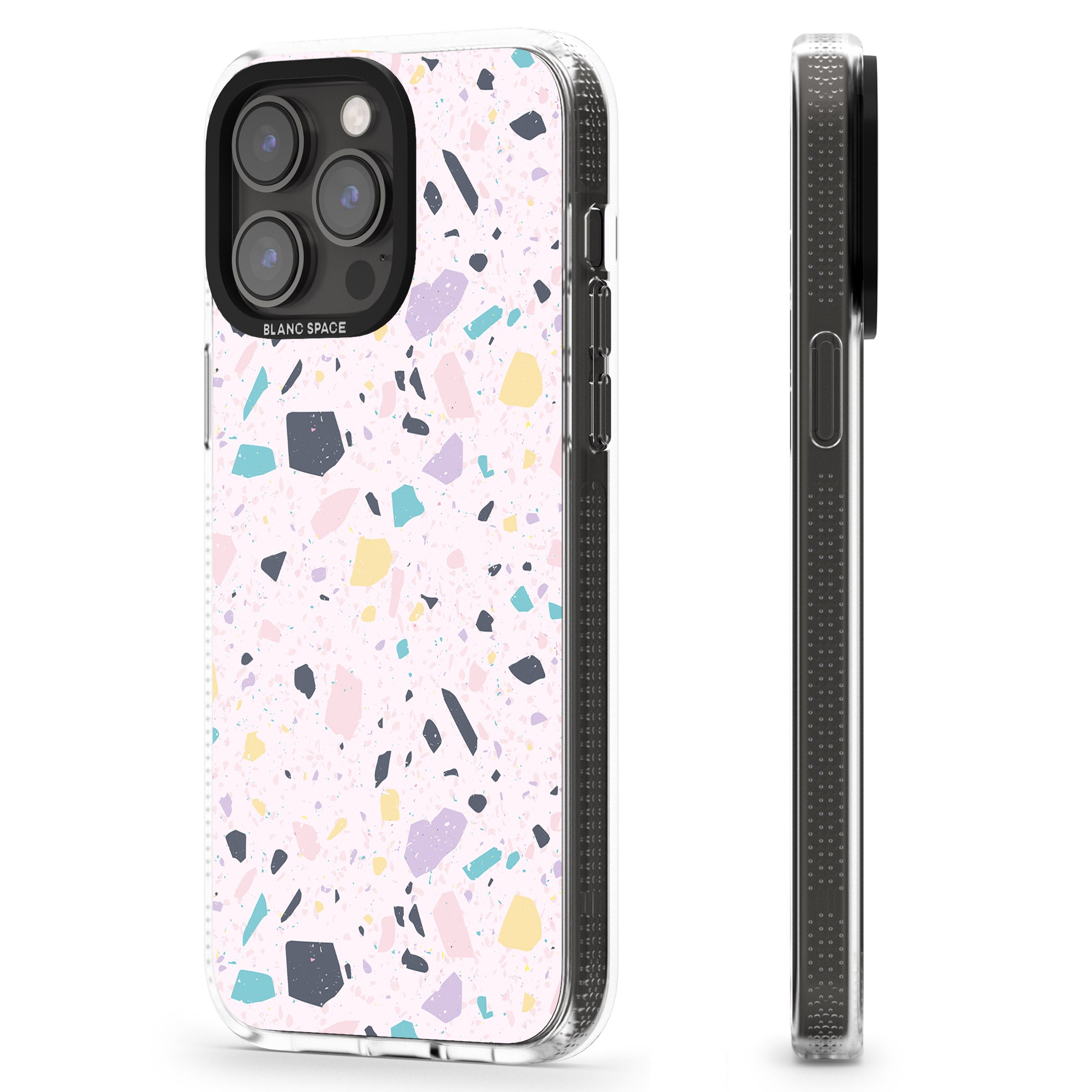 Pink, Purple & Turquoise Terrazzo Pattern iPhone 15 Pro Max / 15 Pro / 14 Pro Max / 14 Pro / 13 Pro Clear Case Impact Air - Blanc Space