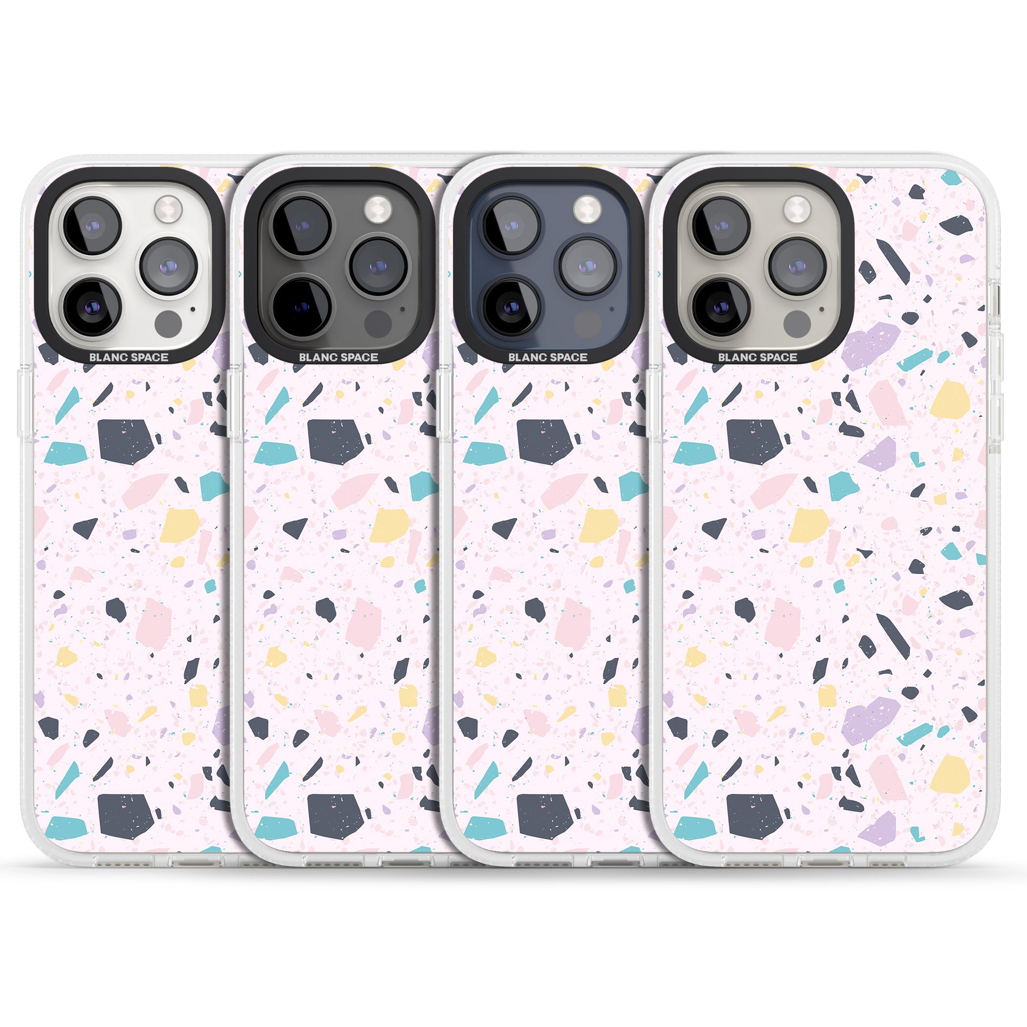 Pink, Purple & Turquoise Terrazzo Pattern iPhone 15 Pro Max / 15 Pro / 14 Pro Max / 14 Pro / 13 Pro Clear Case Impact Air - Blanc Space
