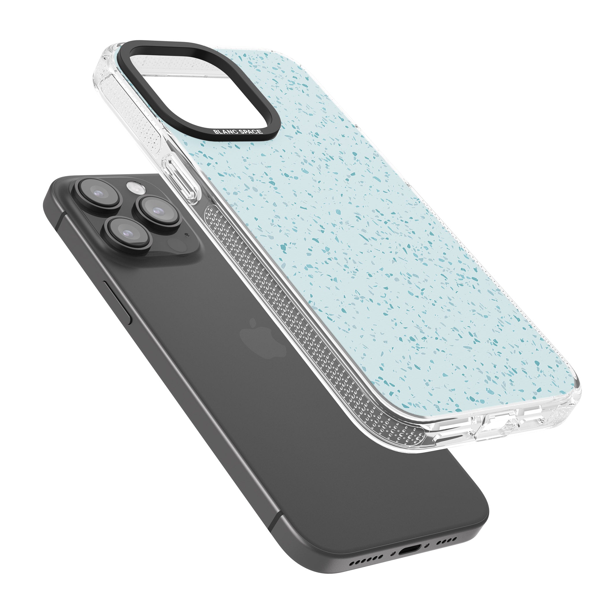 Light Blue Terrazzo Pattern iPhone 15 Pro Max / 15 Pro / 14 Pro Max / 14 Pro / 13 Pro Clear Case Impact Air - Blanc Space