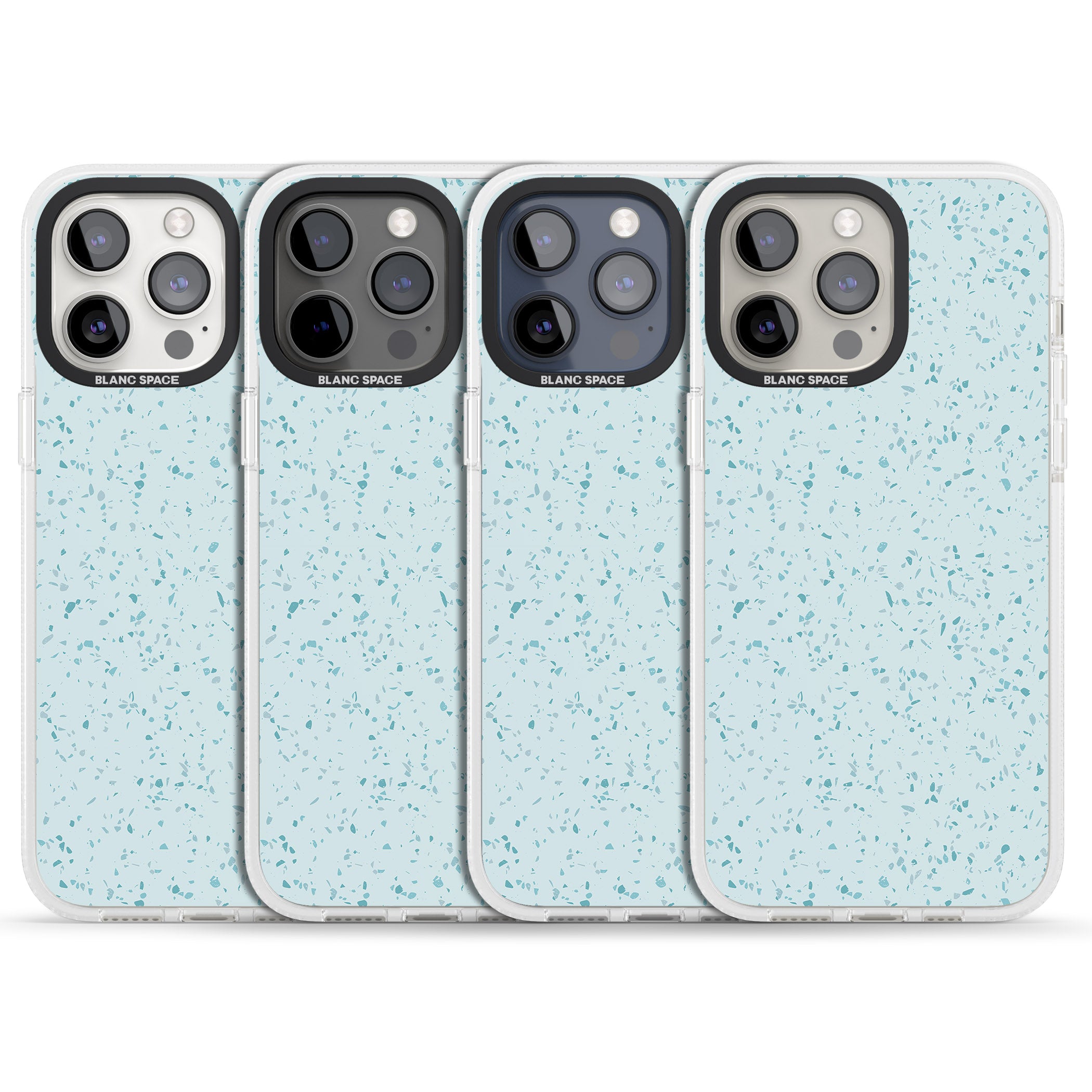 Light Blue Terrazzo Pattern iPhone 15 Pro Max / 15 Pro / 14 Pro Max / 14 Pro / 13 Pro Clear Case Impact Air - Blanc Space