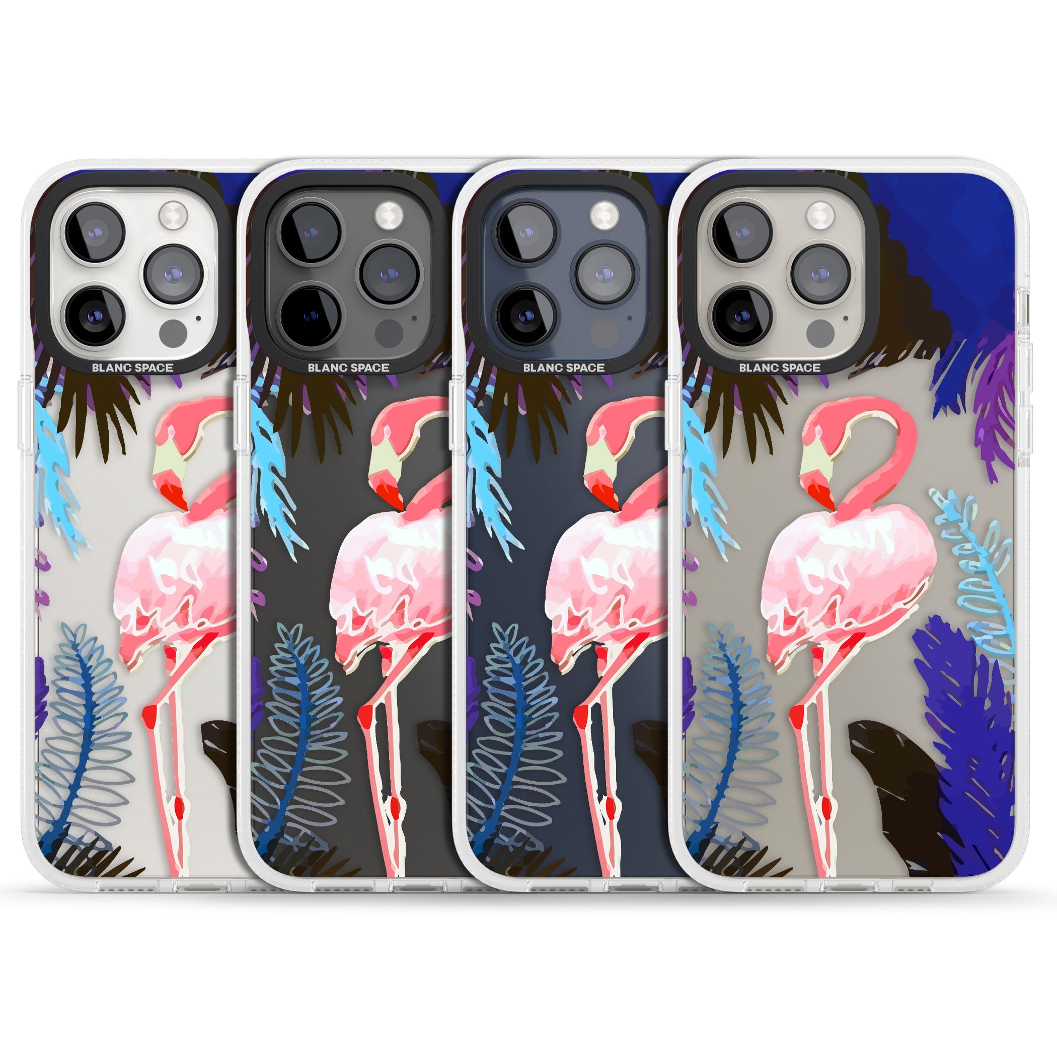 Tropical Flamingo iPhone 15 Pro Max / 15 Pro / 14 Pro Max / 14 Pro / 13 Pro Clear Case Impact Air - Blanc Space