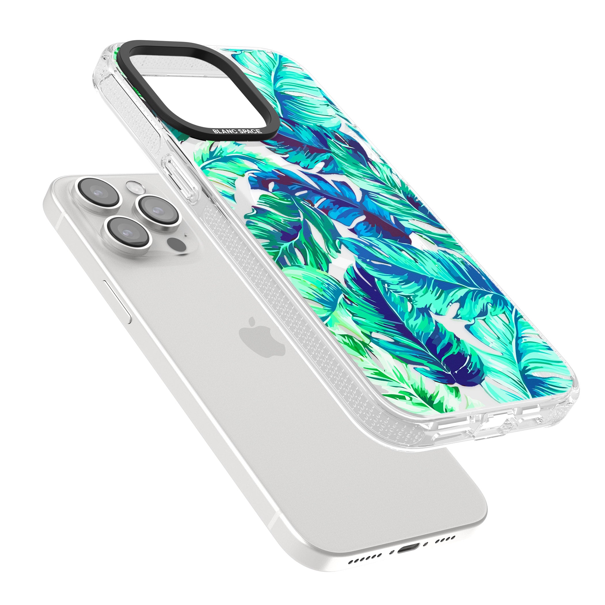 Tropical Palms iPhone 15 Pro Max / 15 Pro / 14 Pro Max / 14 Pro / 13 Pro Clear Case Impact Air - Blanc Space