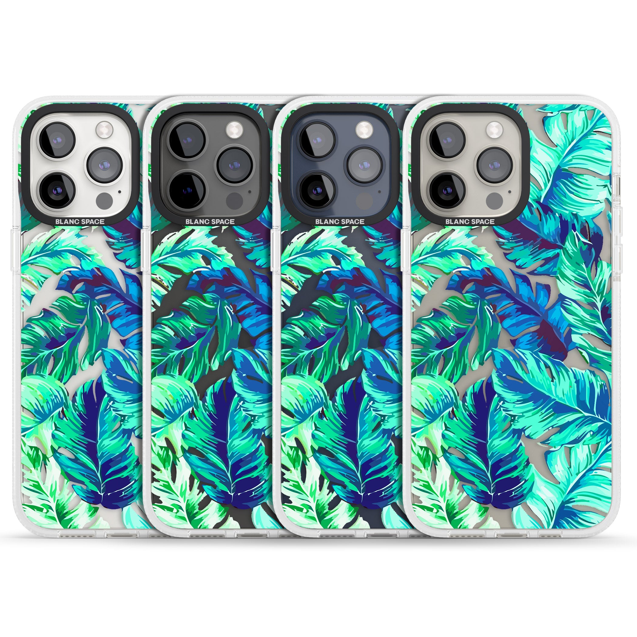 Tropical Palms iPhone 15 Pro Max / 15 Pro / 14 Pro Max / 14 Pro / 13 Pro Clear Case Impact Air - Blanc Space