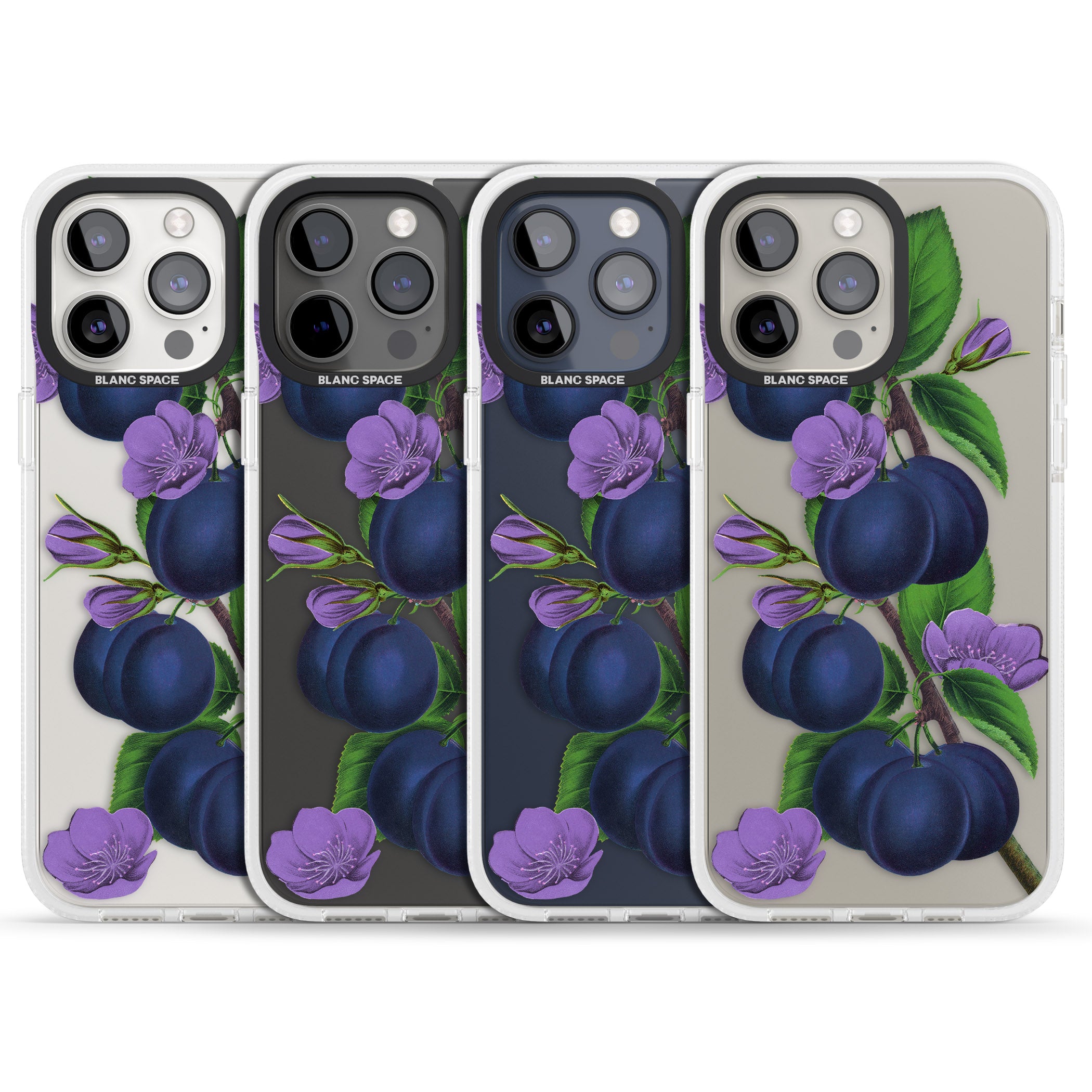 Vintage Painted Plums iPhone 15 Pro Max / 15 Pro / 14 Pro Max / 14 Pro / 13 Pro Clear Case Impact Air - Blanc Space