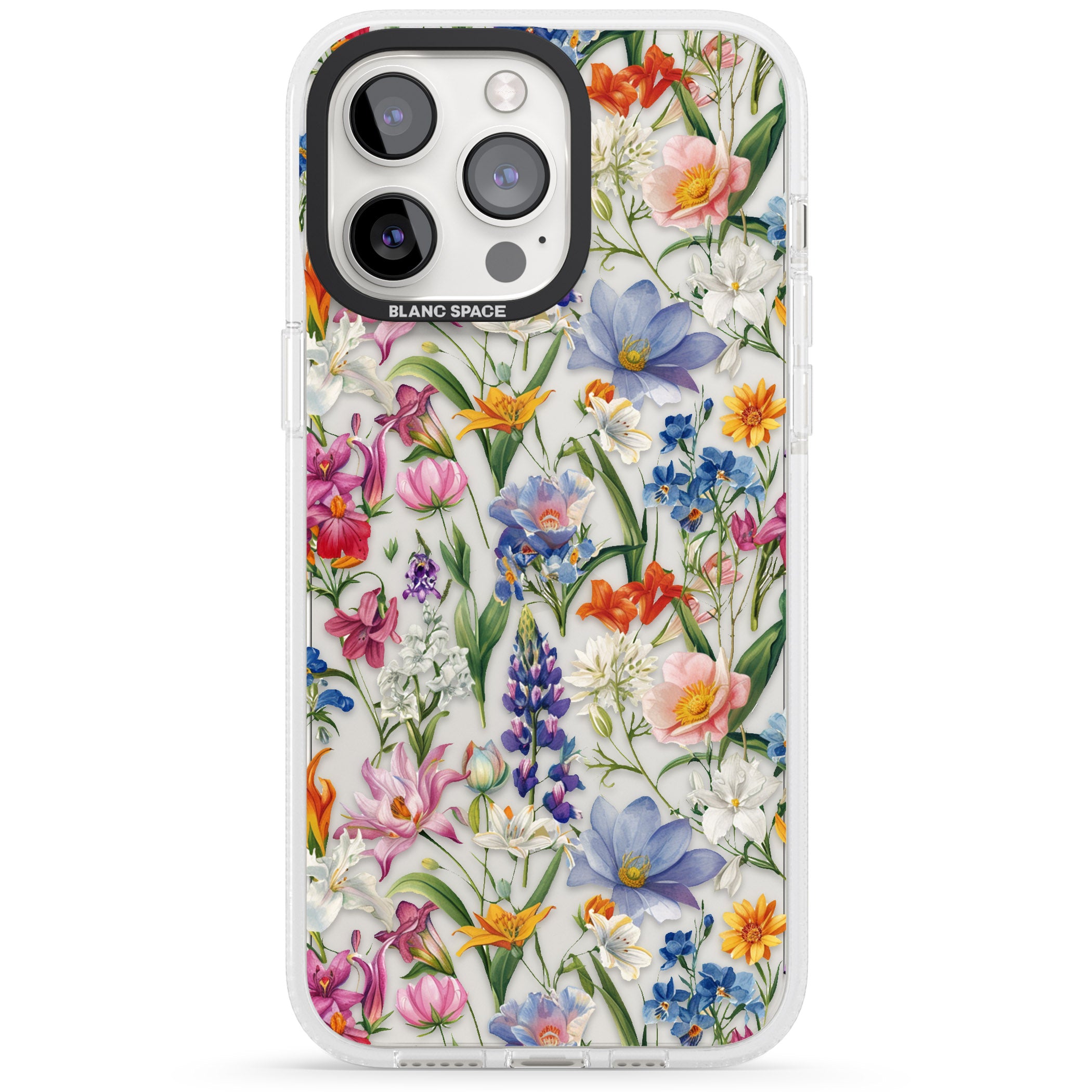 Vintage Wildflowers iPhone 15 Pro Max / 15 Pro / 14 Pro Max / 14 Pro / 13 Pro Clear Case Impact Air - Blanc Space