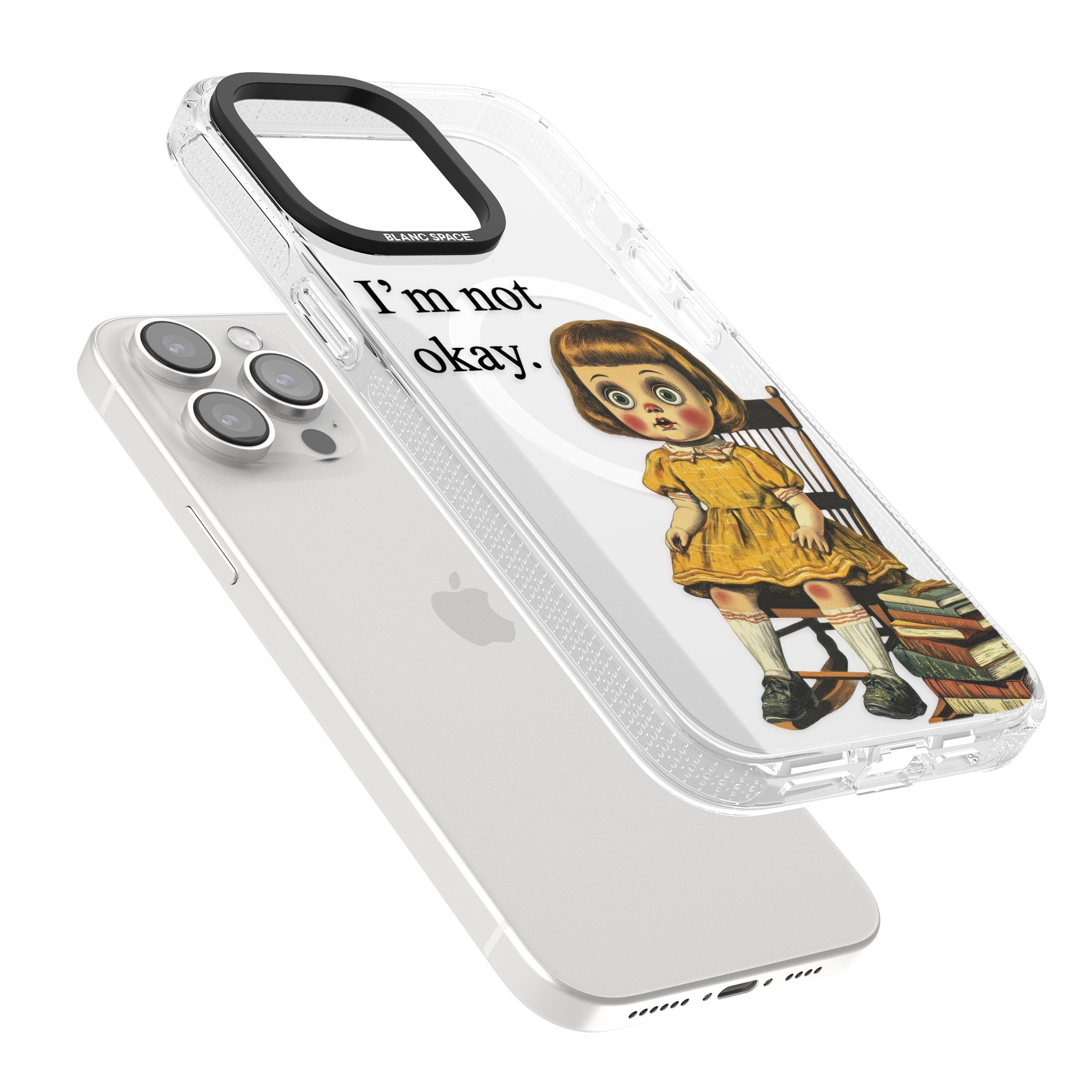 I'm Not Okay iPhone 15 Pro Max / 15 Pro / 14 Pro Max / 14 Pro / 13 Pro Clear Case Impact Air - Blanc Space