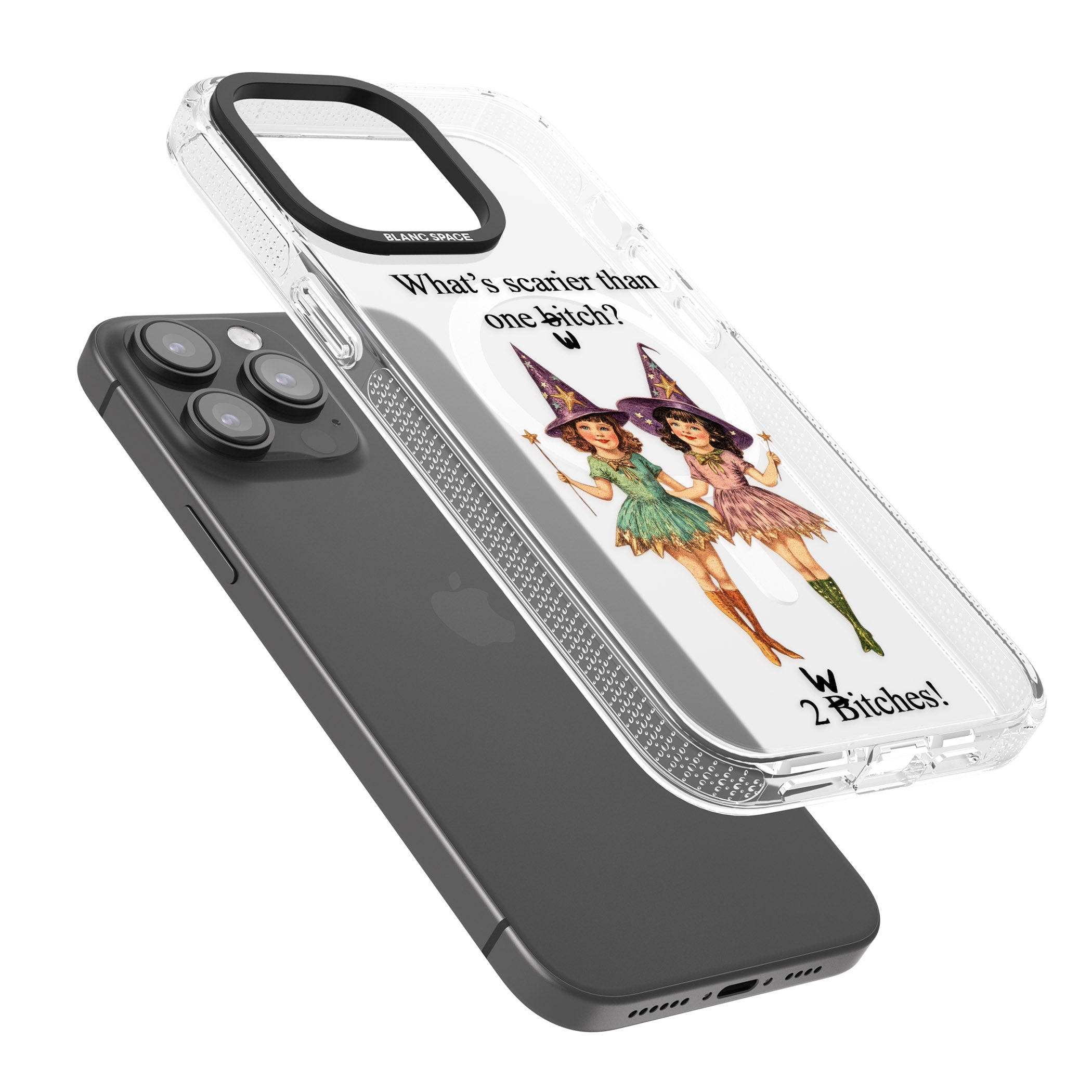 Two Witches iPhone 15 Pro Max / 15 Pro / 14 Pro Max / 14 Pro / 13 Pro Clear Case Impact Air - Blanc Space