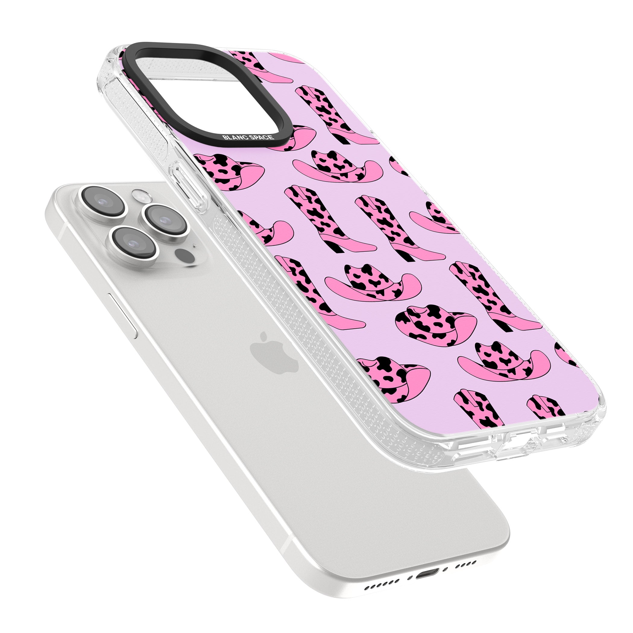 Cow-Girl Pattern iPhone 15 Pro Max / 15 Pro / 14 Pro Max / 14 Pro / 13 Pro Clear Case Impact Air - Blanc Space