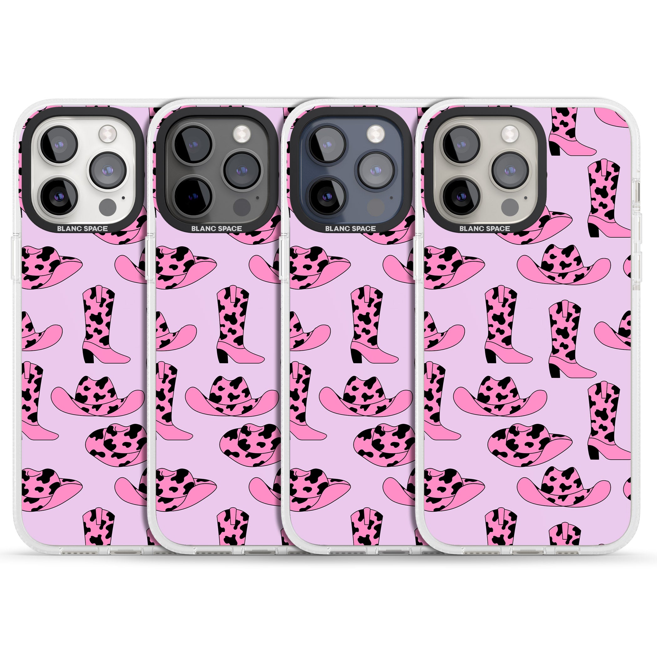 Cow-Girl Pattern iPhone 15 Pro Max / 15 Pro / 14 Pro Max / 14 Pro / 13 Pro Clear Case Impact Air - Blanc Space