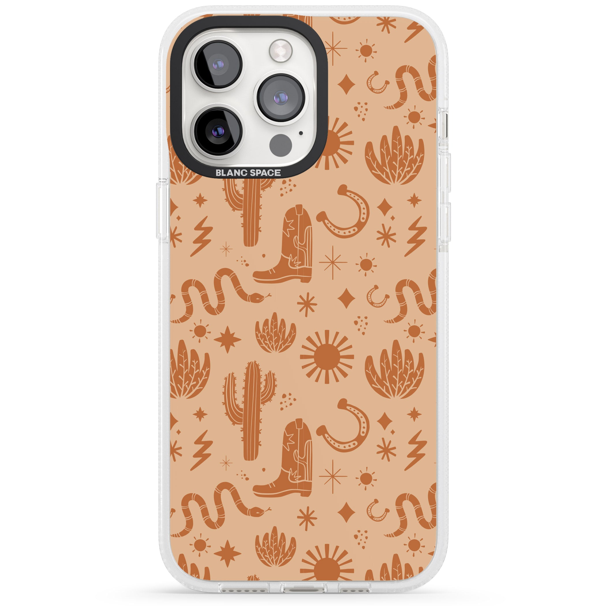 Wild West Pattern iPhone 15 Pro Max / 15 Pro / 14 Pro Max / 14 Pro / 13 Pro Clear Case Impact Air - Blanc Space