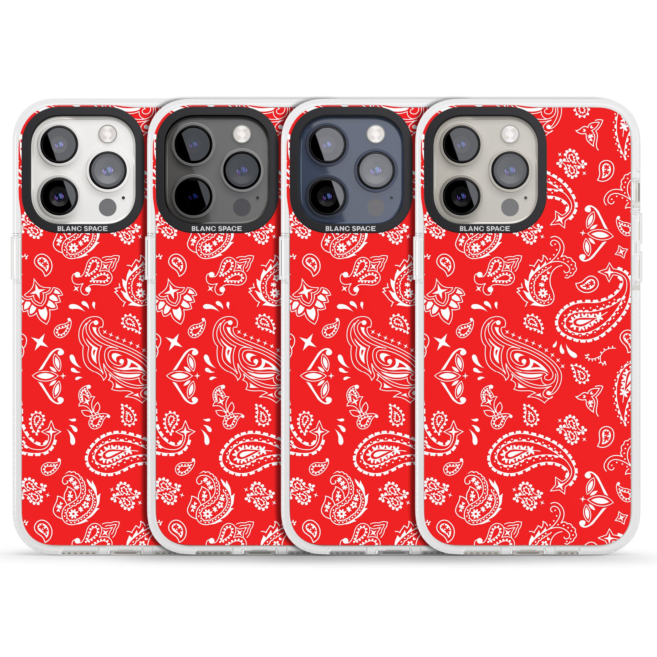 Red Bandana iPhone 15 Pro Max / 15 Pro / 14 Pro Max / 14 Pro / 13 Pro Clear Case Impact Air - Blanc Space