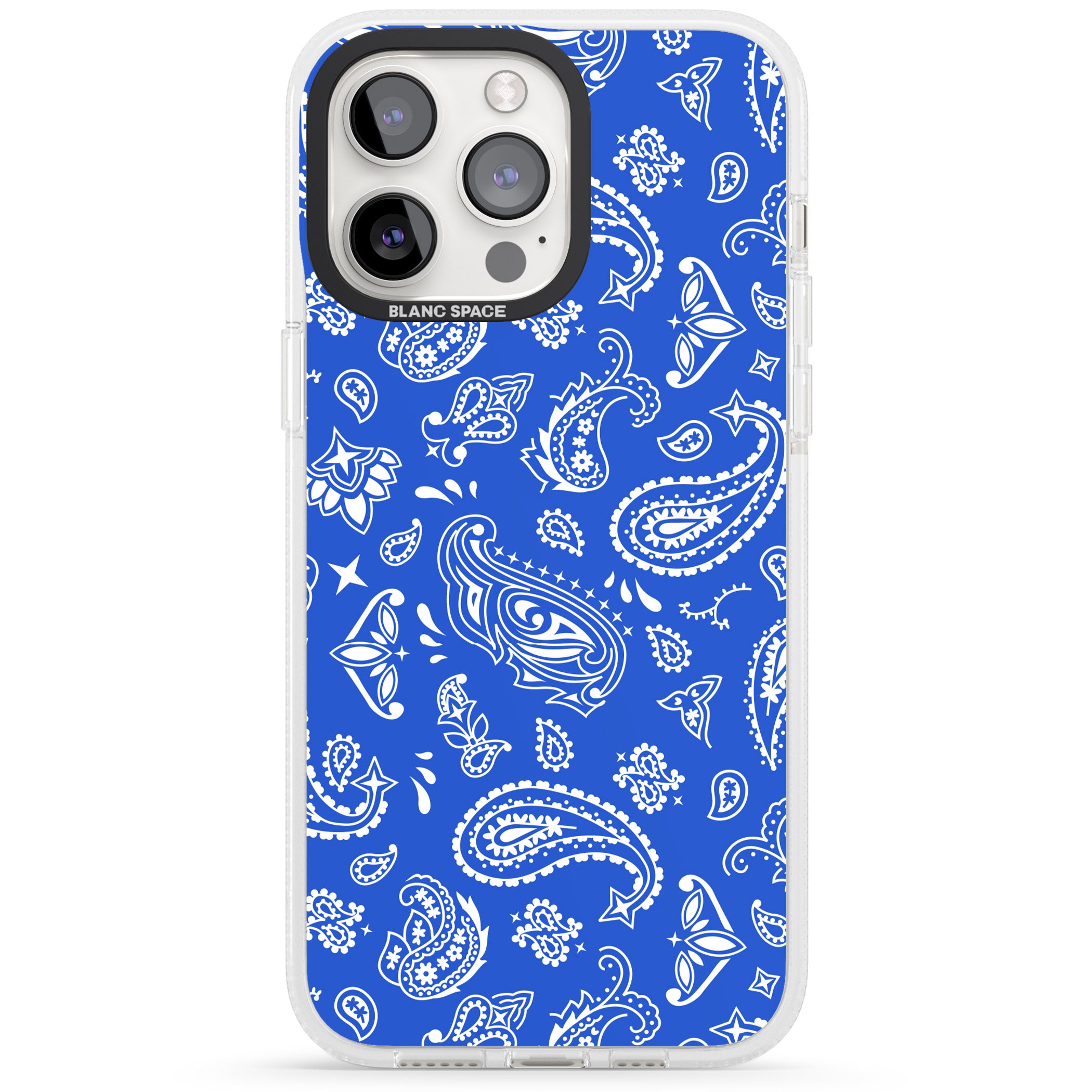 Blue Bandana iPhone 15 Pro Max / 15 Pro / 14 Pro Max / 14 Pro / 13 Pro Clear Case Impact Air - Blanc Space