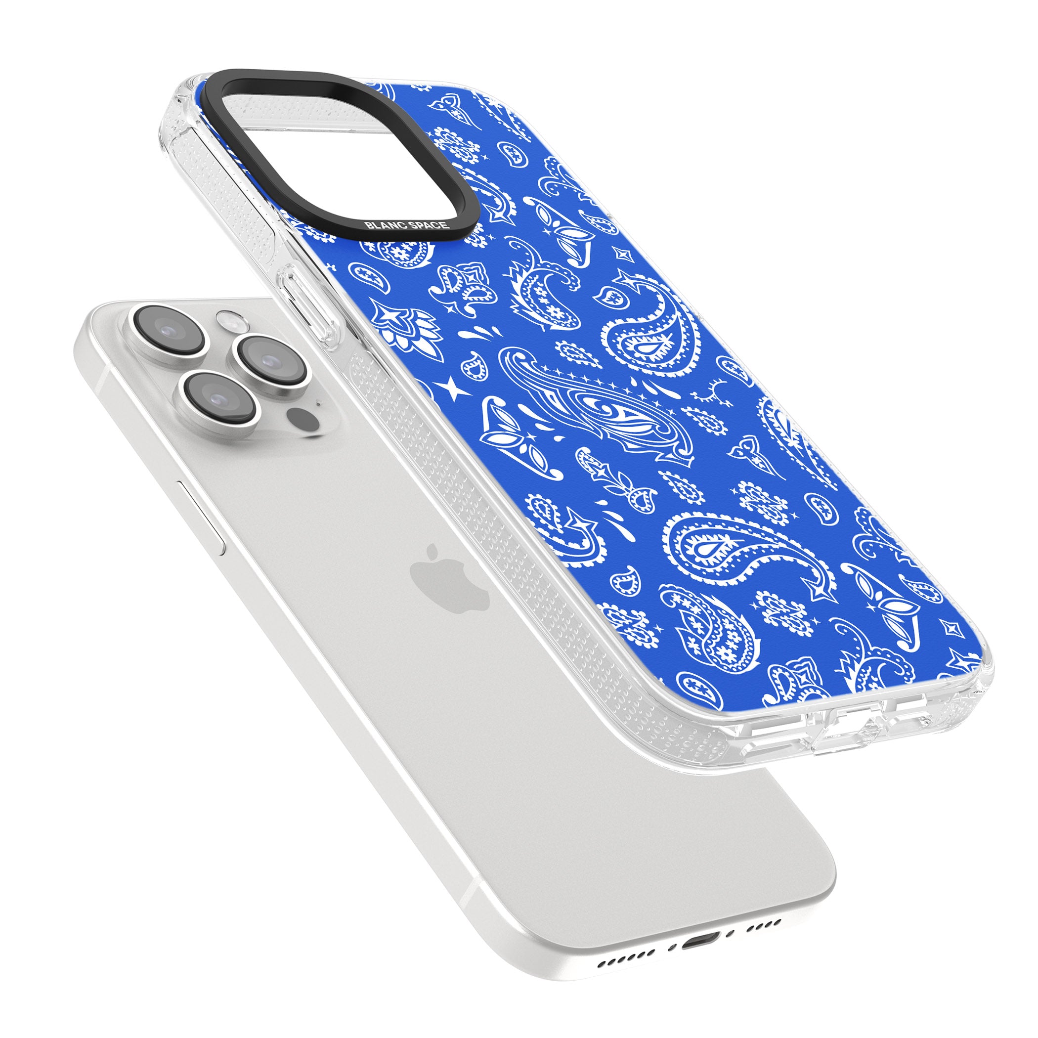 Blue Bandana iPhone 15 Pro Max / 15 Pro / 14 Pro Max / 14 Pro / 13 Pro Clear Case Impact Air - Blanc Space