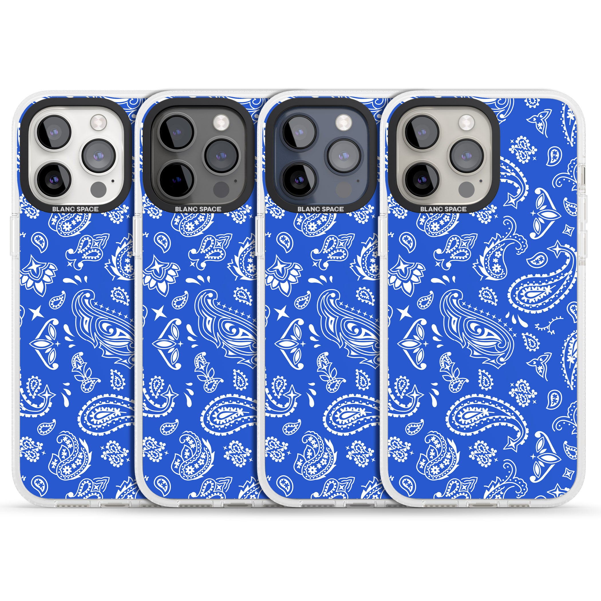 Blue Bandana iPhone 15 Pro Max / 15 Pro / 14 Pro Max / 14 Pro / 13 Pro Clear Case Impact Air - Blanc Space