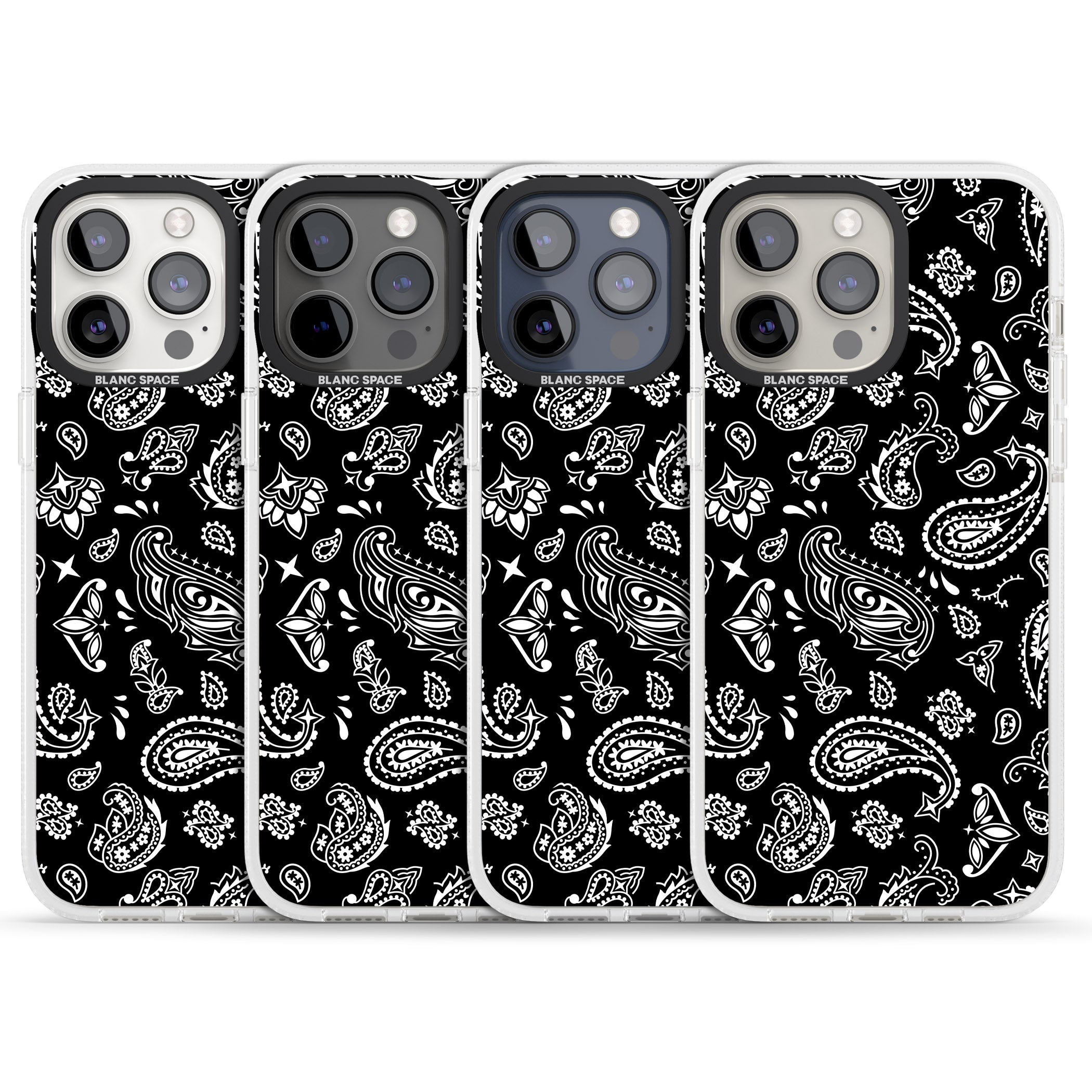 Black Bandana iPhone 15 Pro Max / 15 Pro / 14 Pro Max / 14 Pro / 13 Pro Clear Case Impact Air - Blanc Space