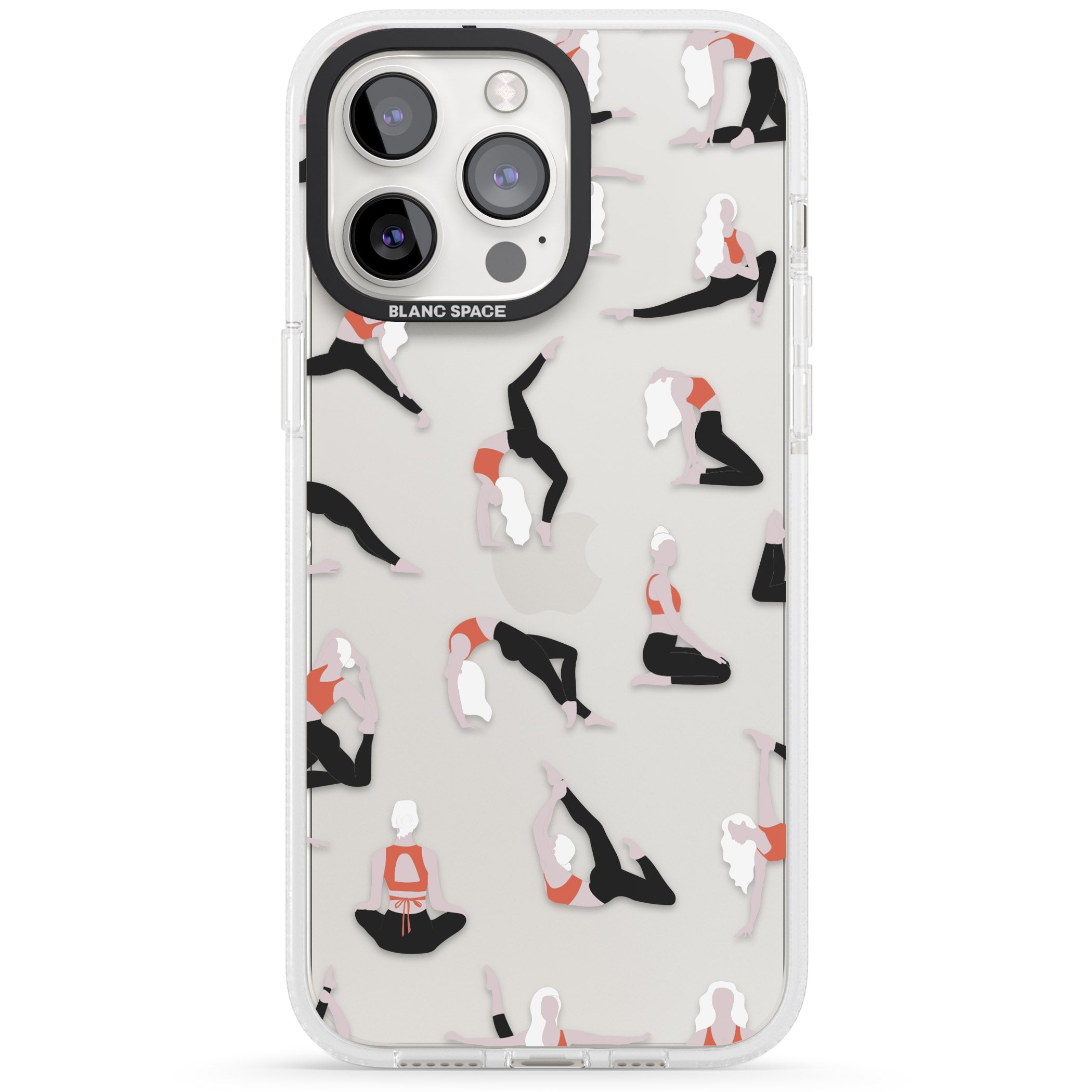 Yoga Poses Clear iPhone 15 Pro Max / 15 Pro / 14 Pro Max / 14 Pro / 13 Pro Clear Case Impact Air - Blanc Space